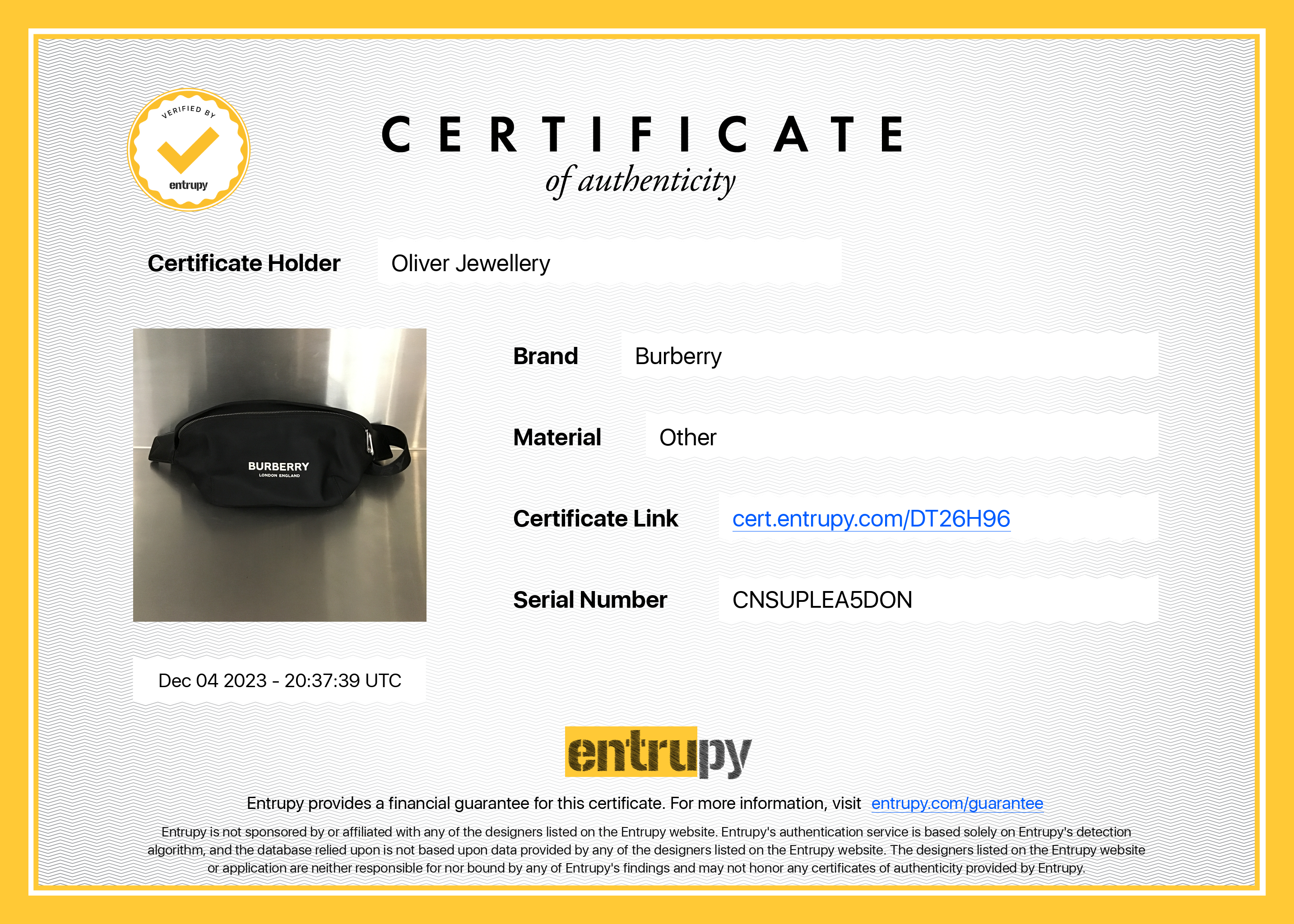 Burberry Black Nylon Sonny Belt Bag