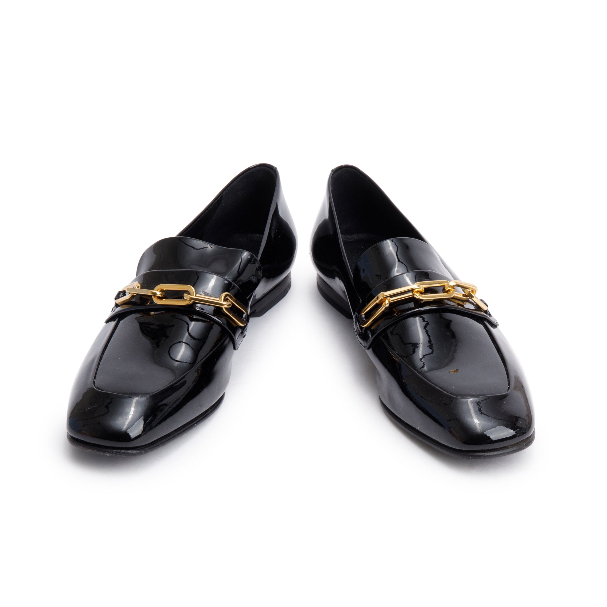 Burberry Black Patent Leather Chillcot Loafers, Size 38.5 w/ Box