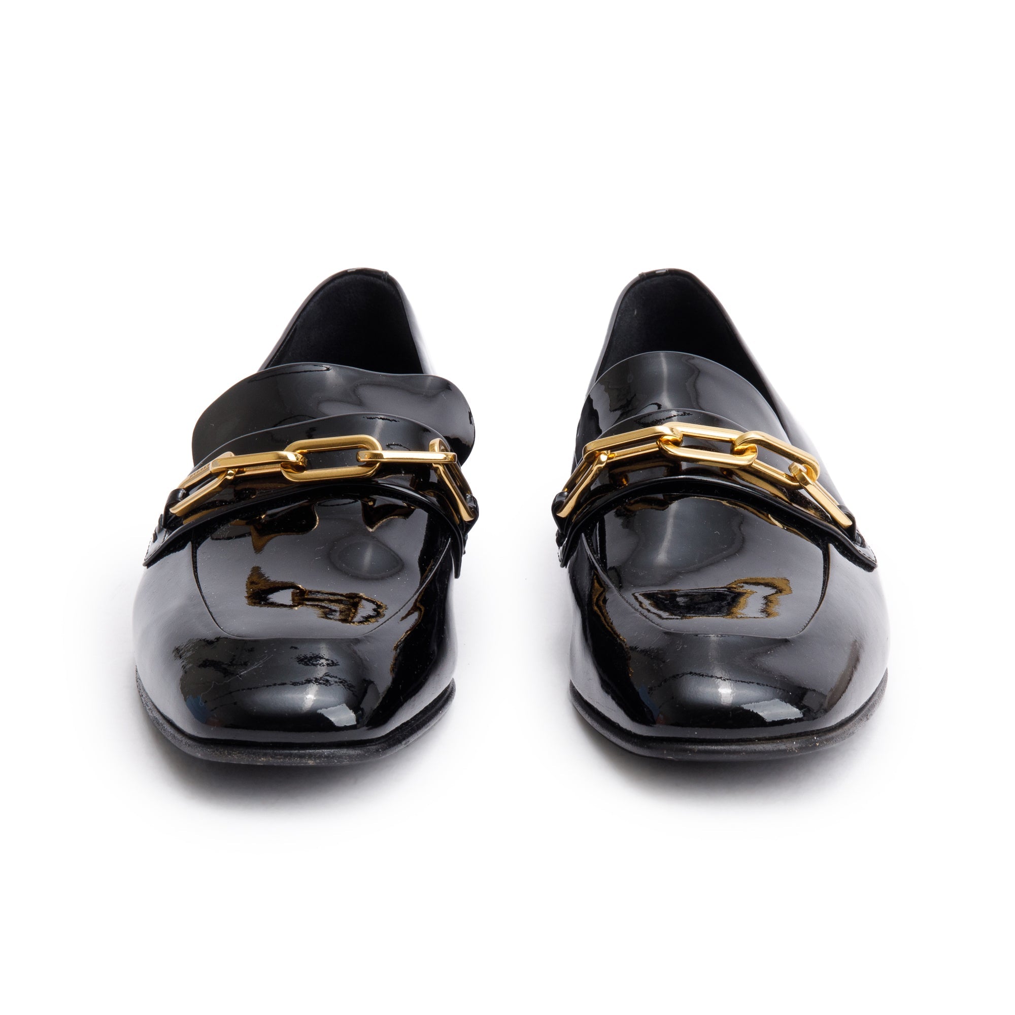 Burberry Black Patent Leather Chillcot Loafers, Size 38.5 w/ Box