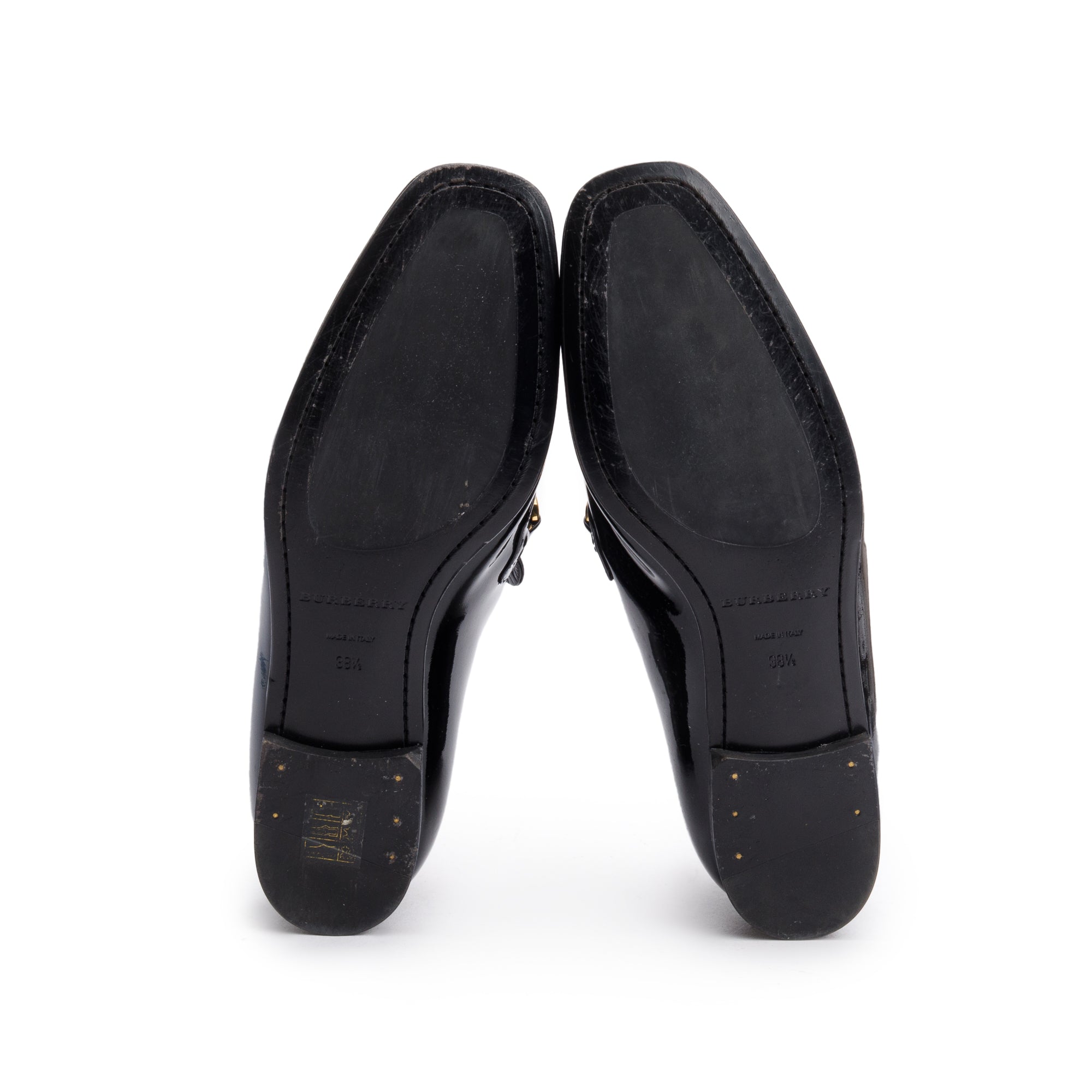 Burberry Black Patent Leather Chillcot Loafers, Size 38.5 w/ Box