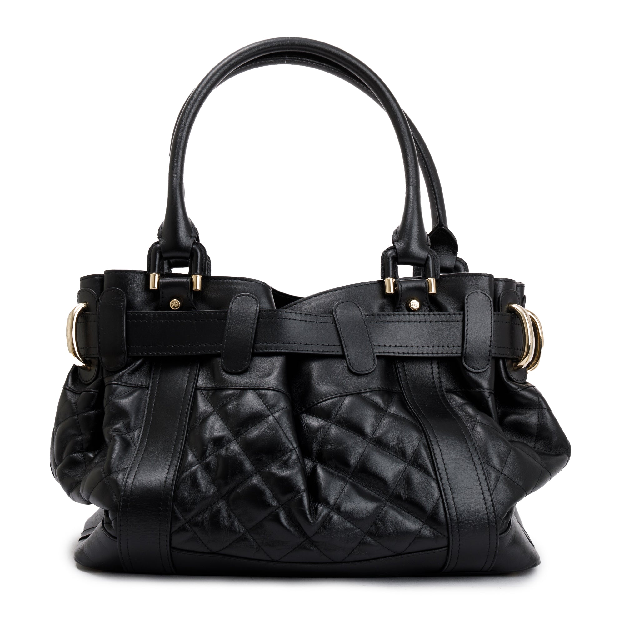 Burberry Black Quilted Calfskin Leather Beaton Bag