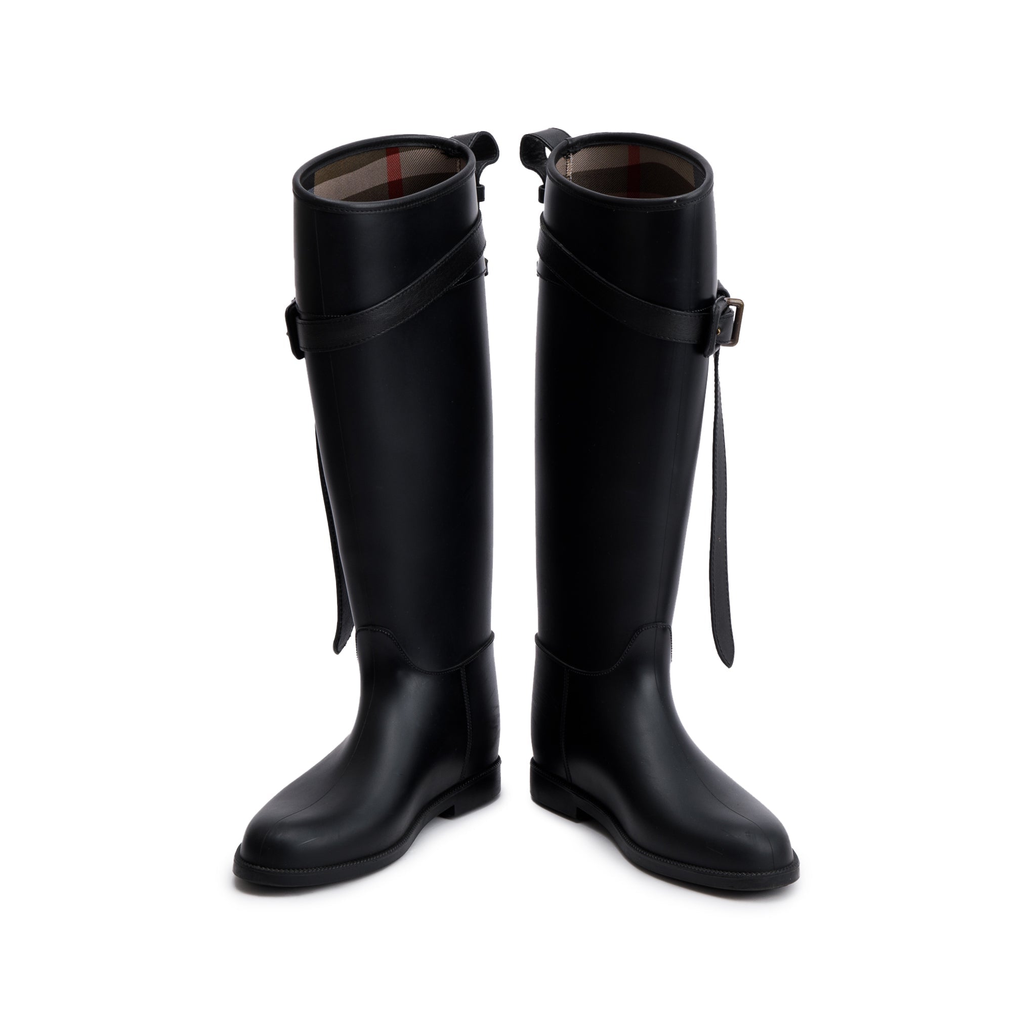 Burberry Black Rubber Knee High Rain Boots, Size 37