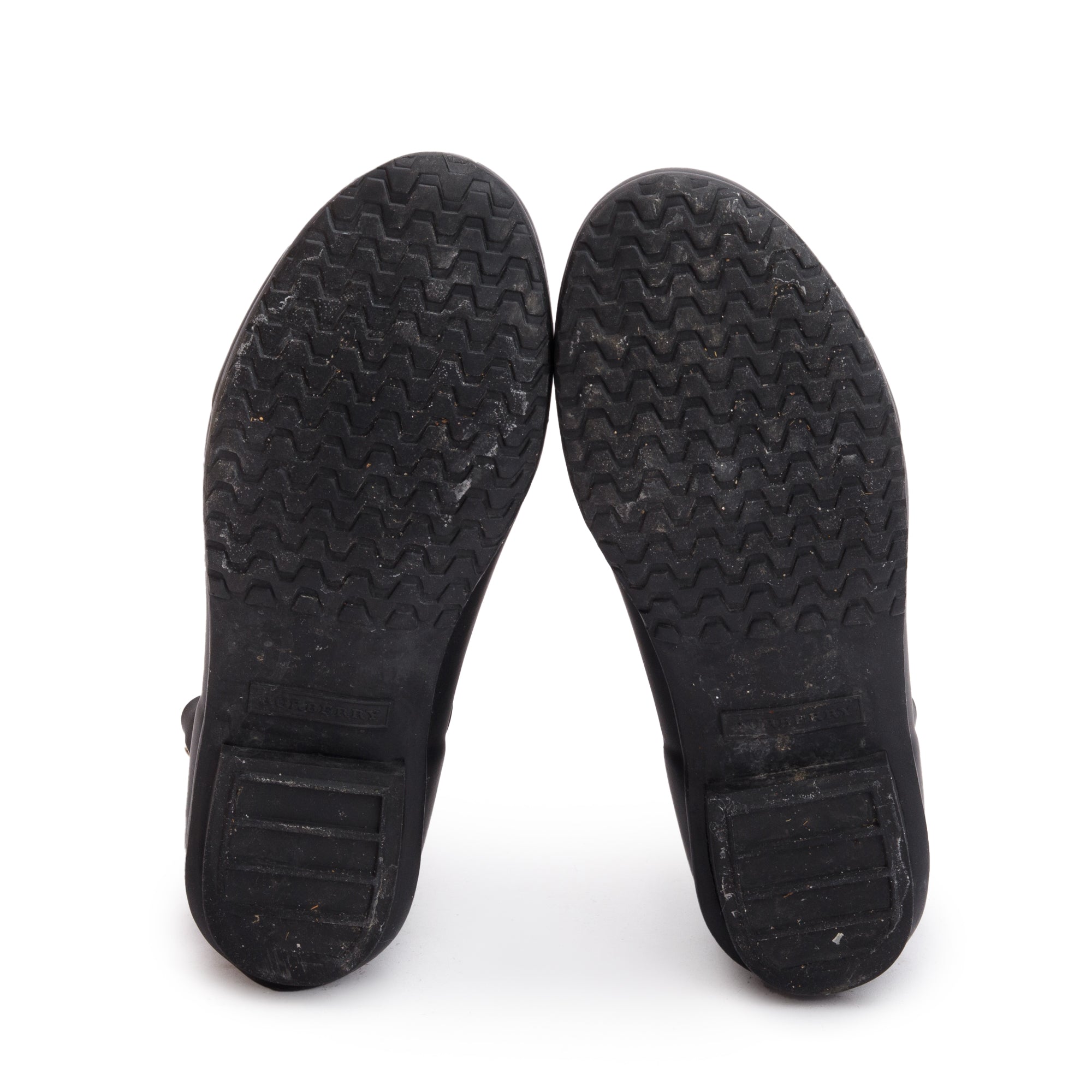 Burberry Black Rubber Nova Check Rain Boots, Size 35