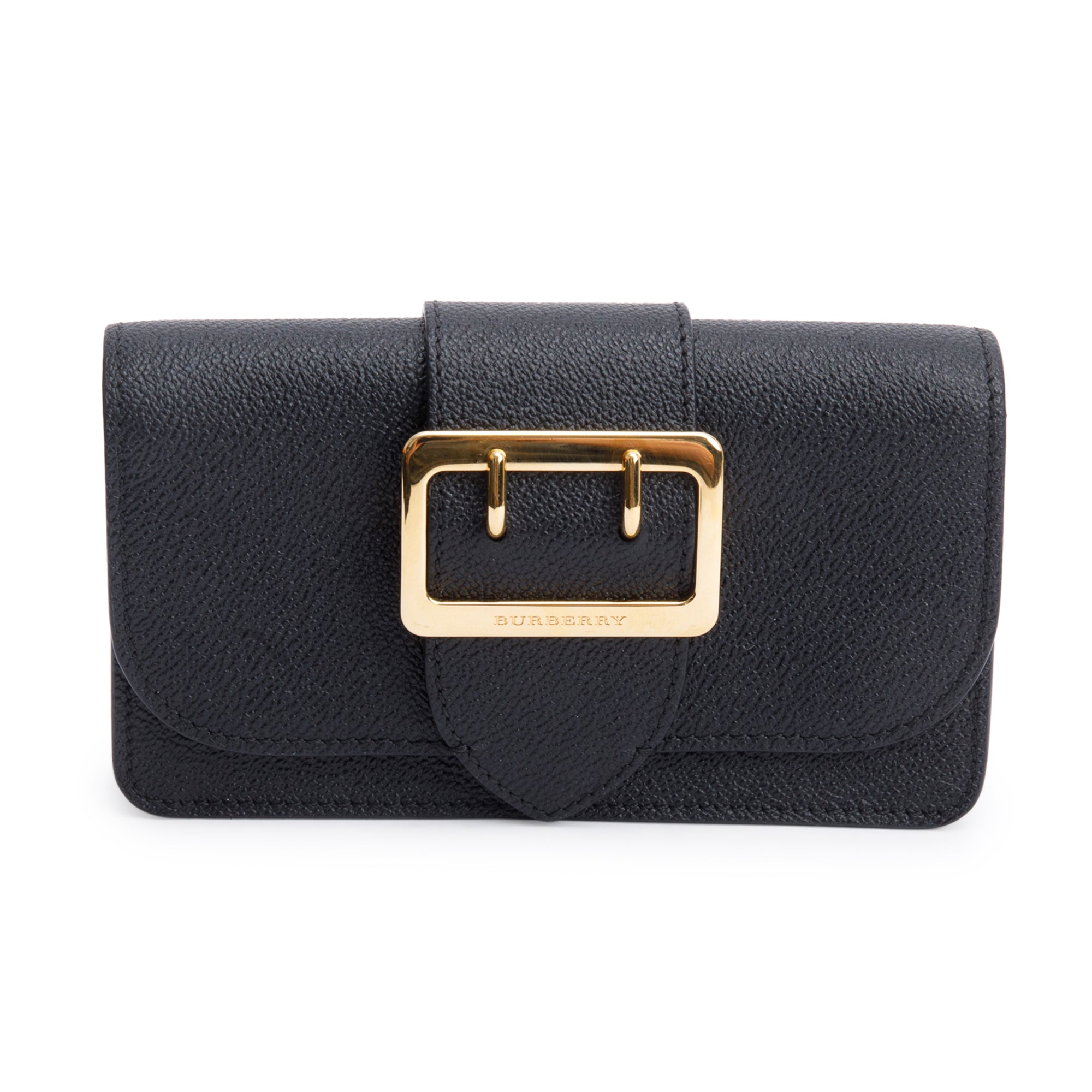 Burberry Black Soft Grain Calfskin Leather Mini Buckle Phone Bag
