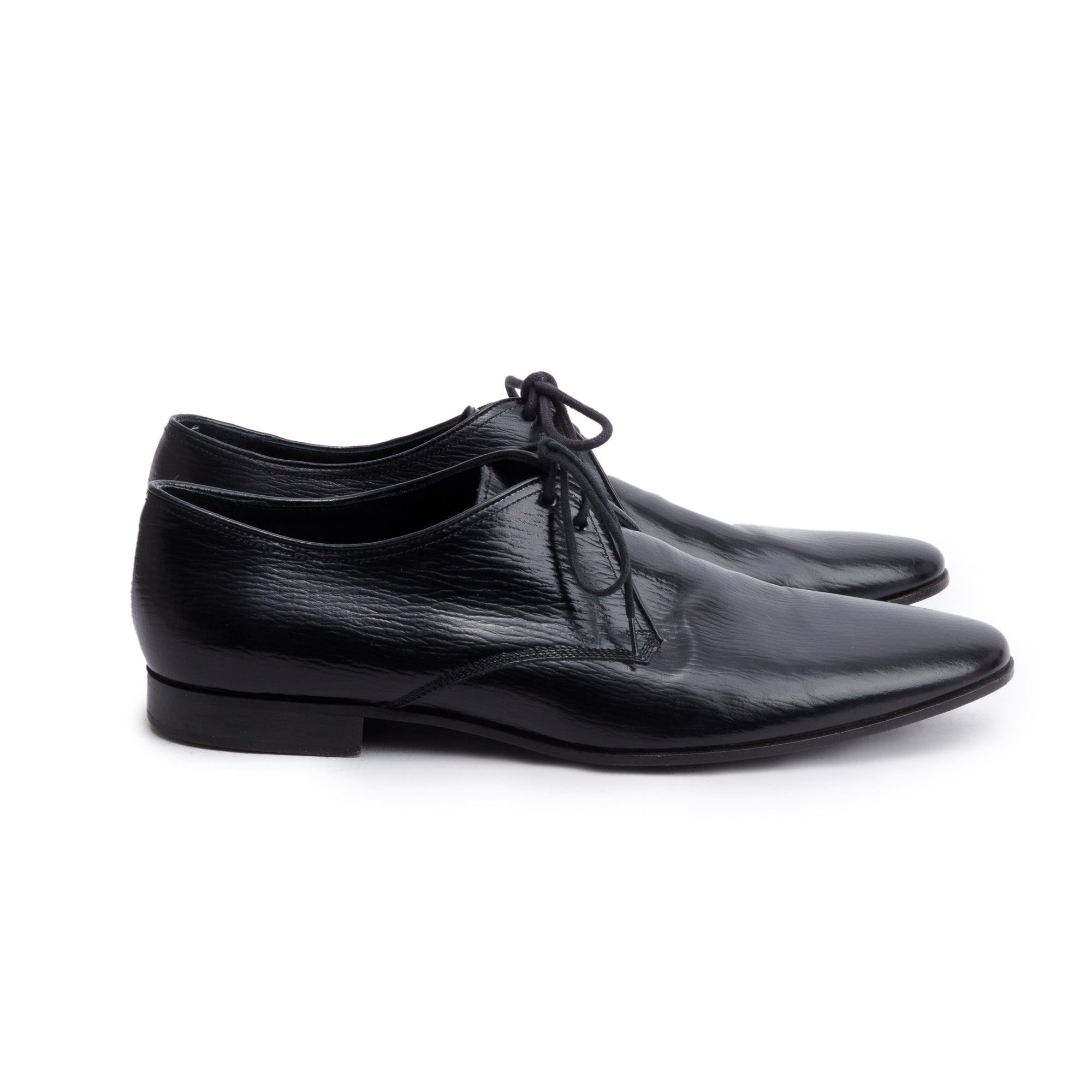 Burberry Black Textured Leather Carlyle Derby Shoes, Size 44
