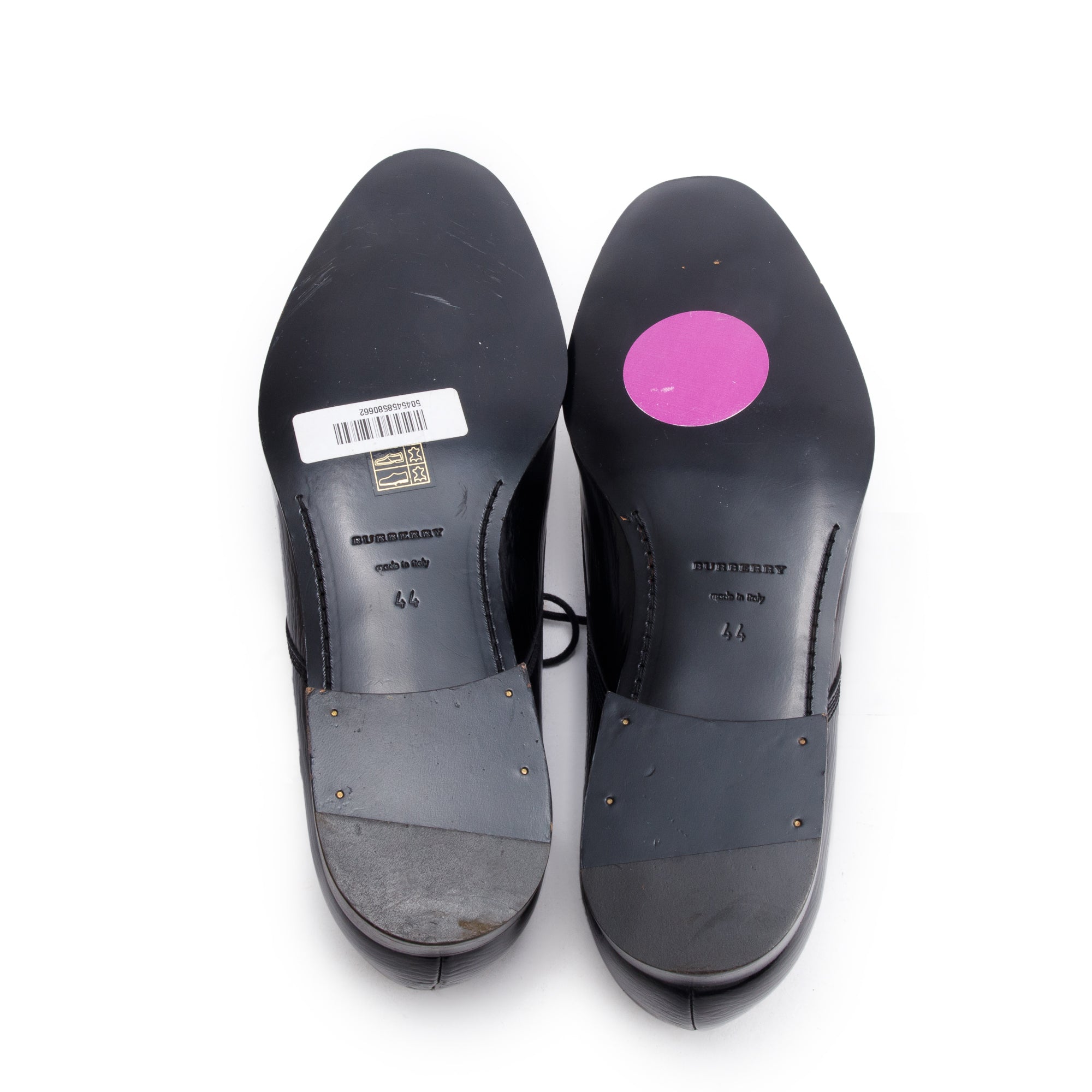 Burberry Black Textured Leather Carlyle Derby Shoes, Size 44