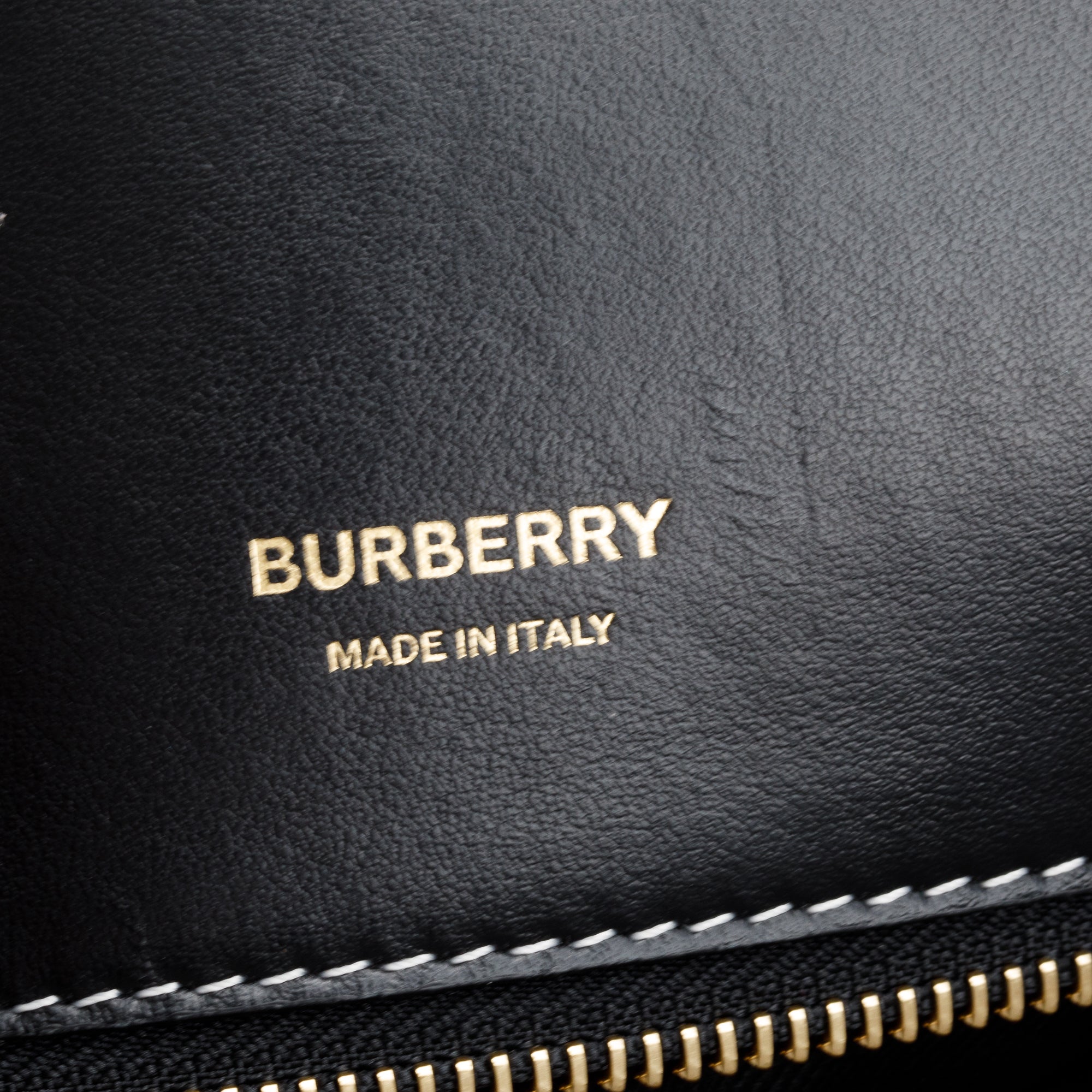 Burberry Black & White Calfskin Leather Small Two Handle Title Tote w/ Strap