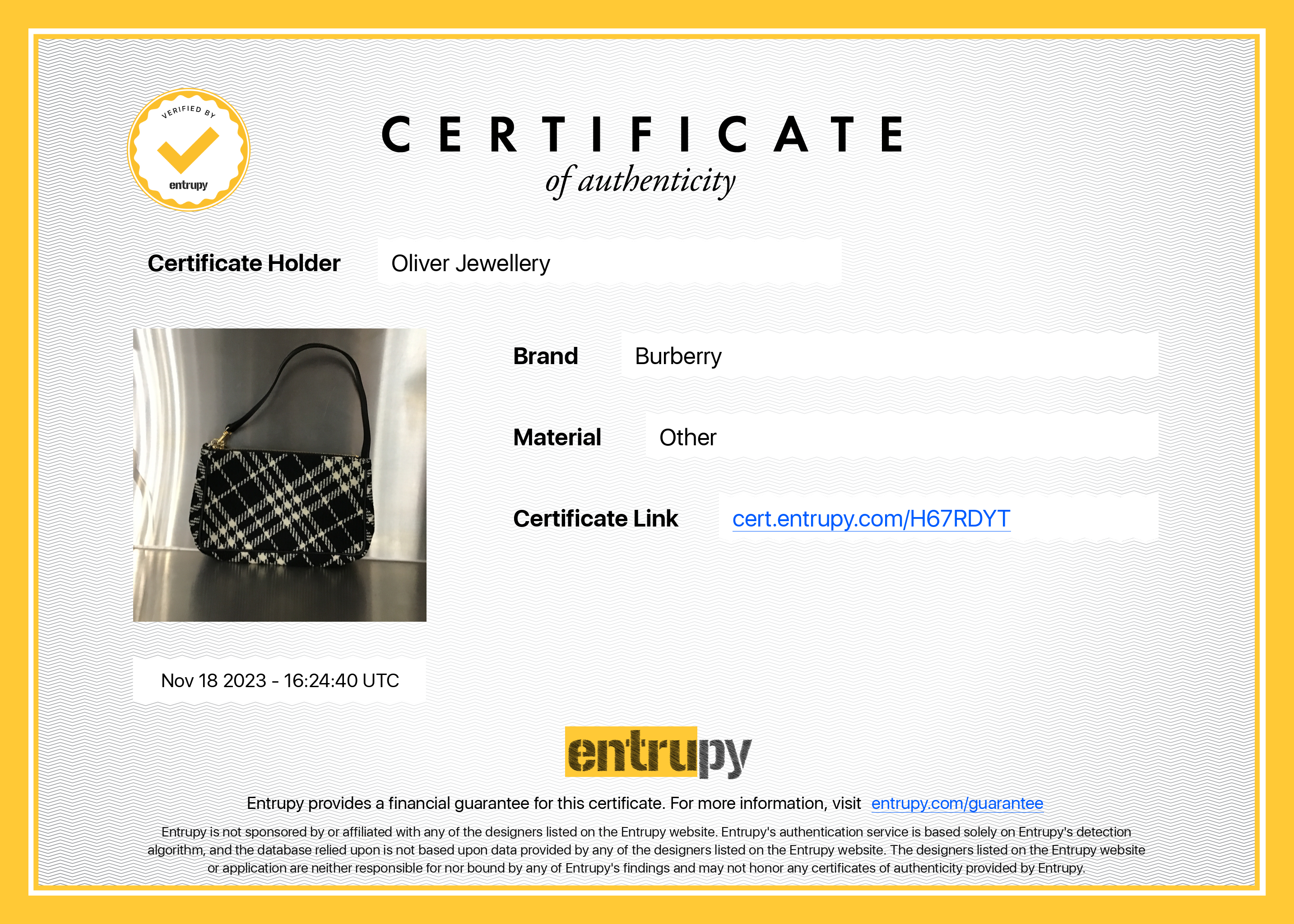 Burberry Black & White Check Wool Pochette