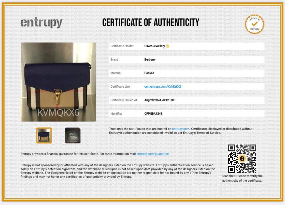 Burberry Blue Calfskin House Check Macken Crossbody Bag