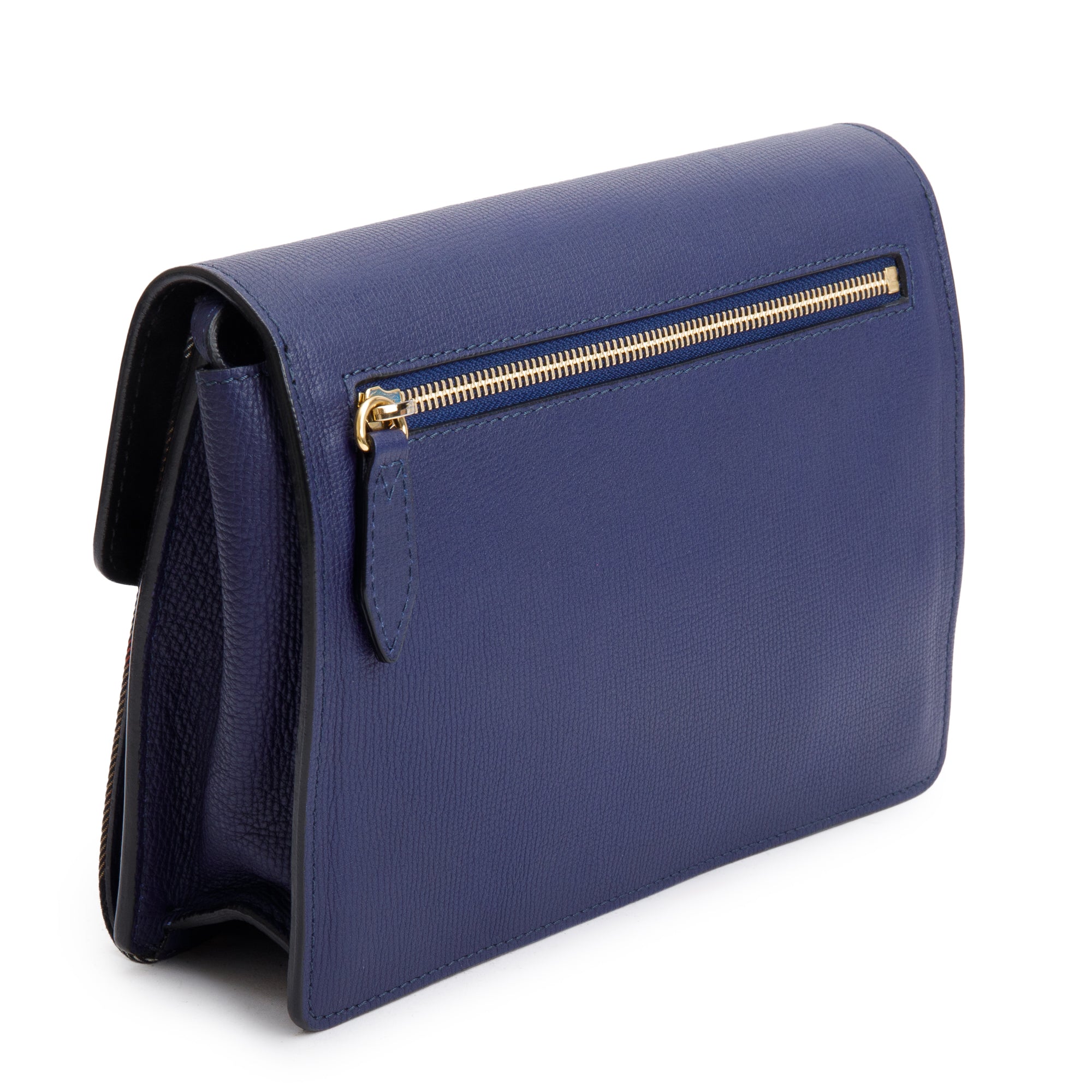 Burberry Blue Calfskin House Check Macken Crossbody Bag