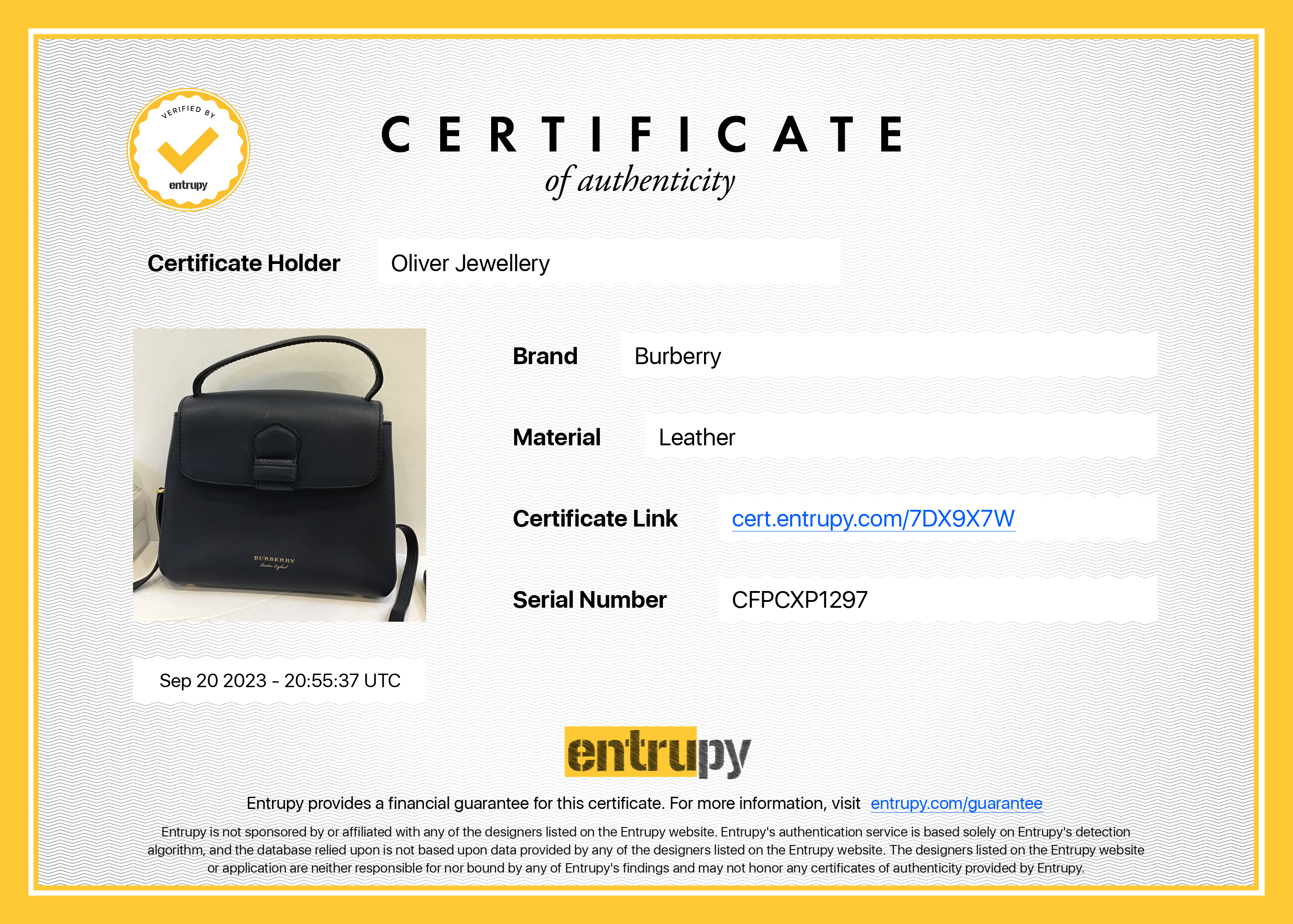 Burberry Blue Calfskin Small Camberley Bag w/ Strap