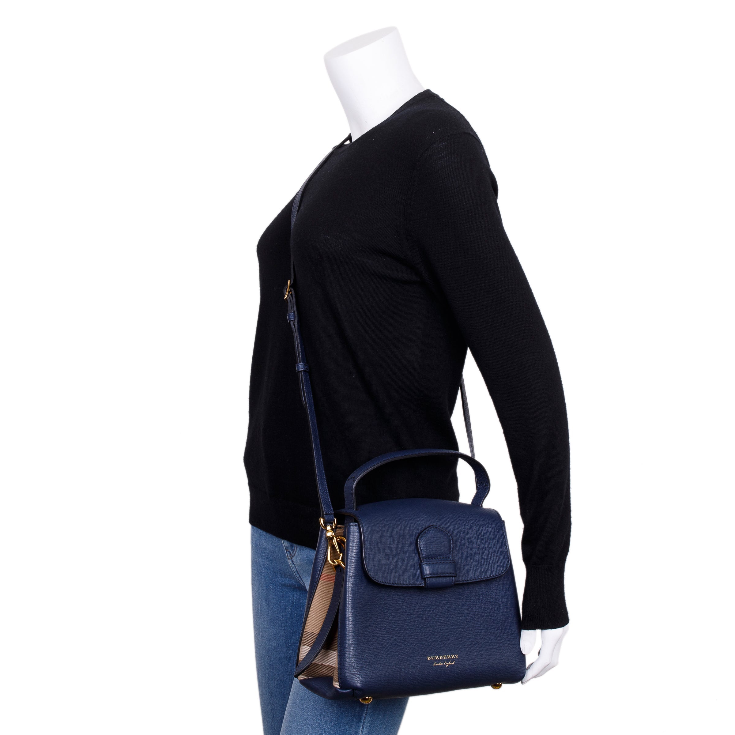 Burberry Blue Calfskin Small Camberley Bag w/ Strap