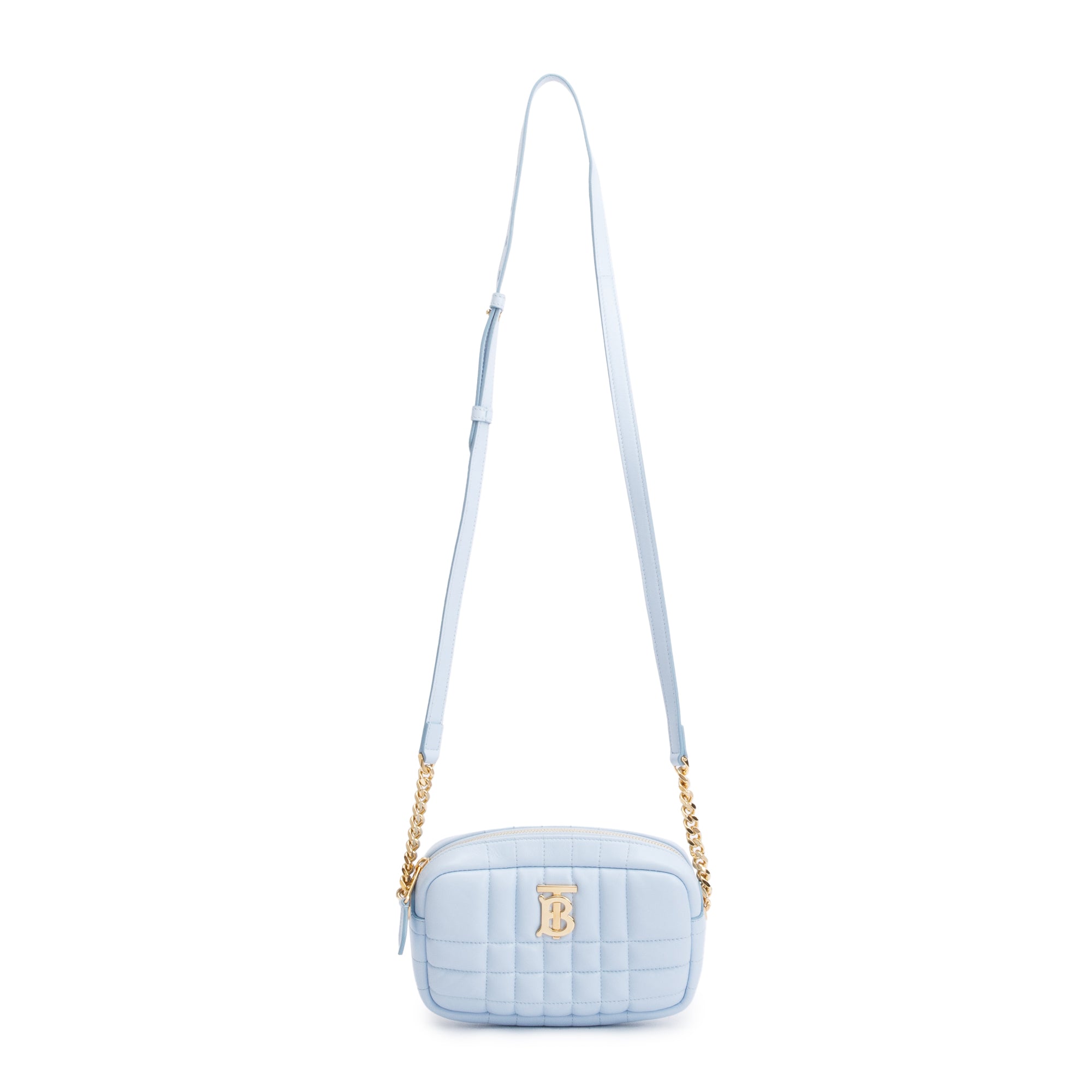 Burberry Blue Quilted Calfskin Leather TB Camera Crossbody Bag