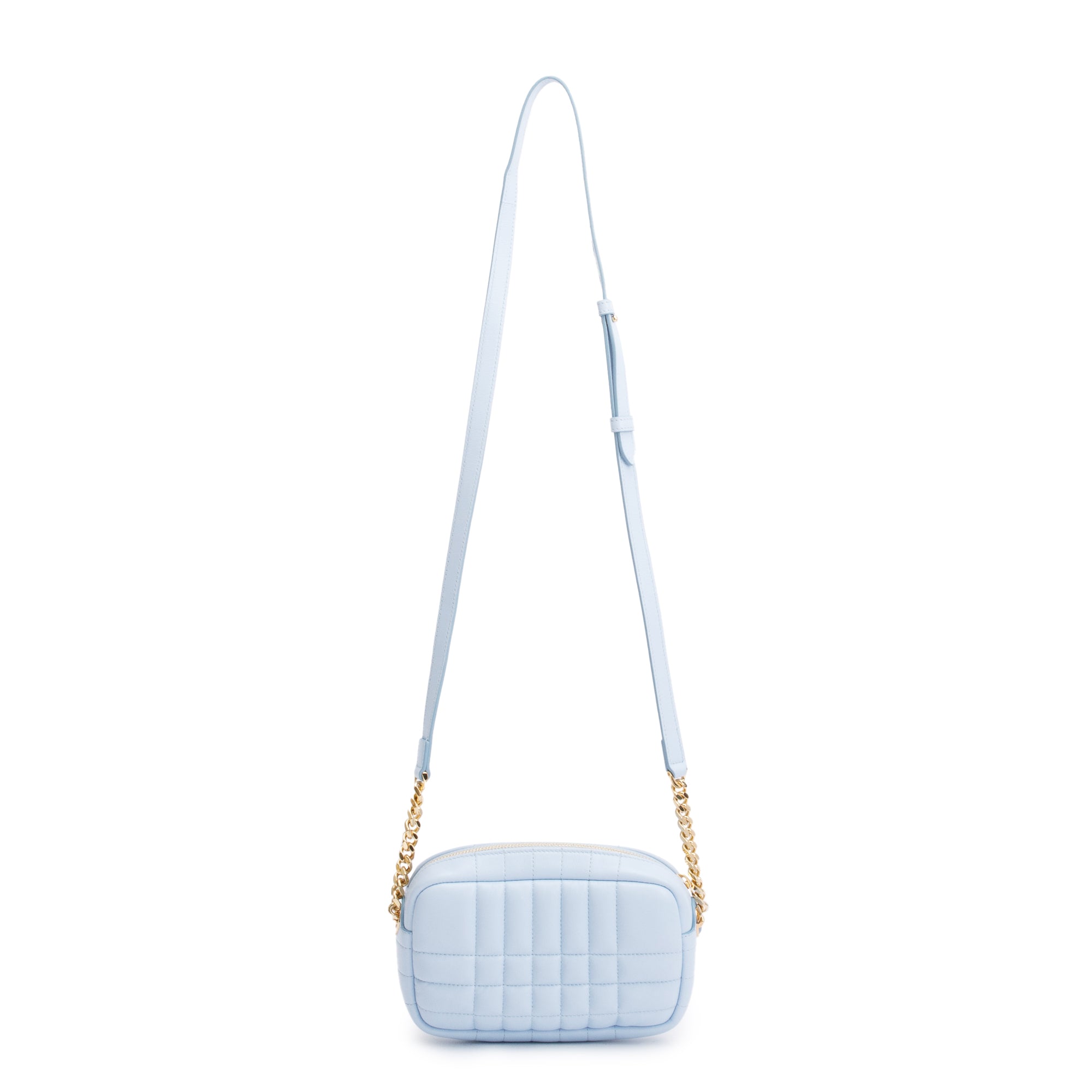 Burberry Blue Quilted Calfskin Leather TB Camera Crossbody Bag