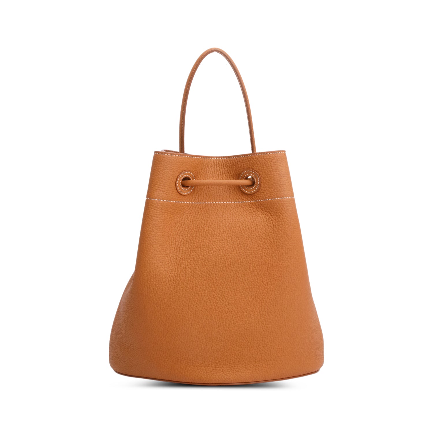 Burberry Brown Grained Leather Small TB Bucket Bag w/ Strap