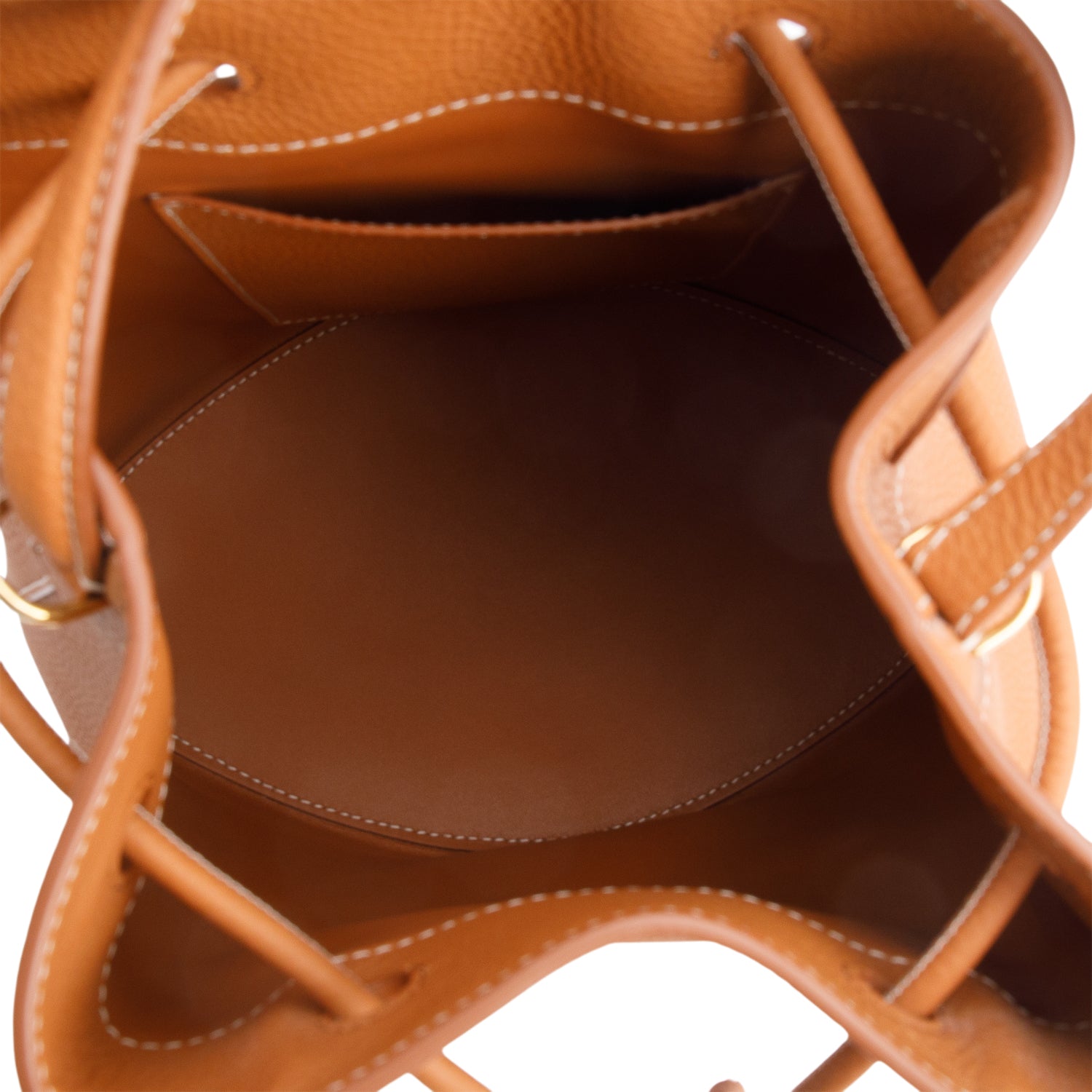 Burberry Brown Grained Leather Small TB Bucket Bag w/ Strap