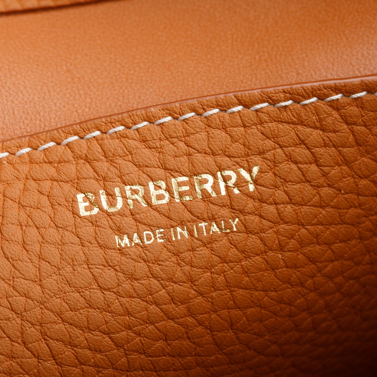 Burberry Brown Grained Leather Small TB Bucket Bag w/ Strap