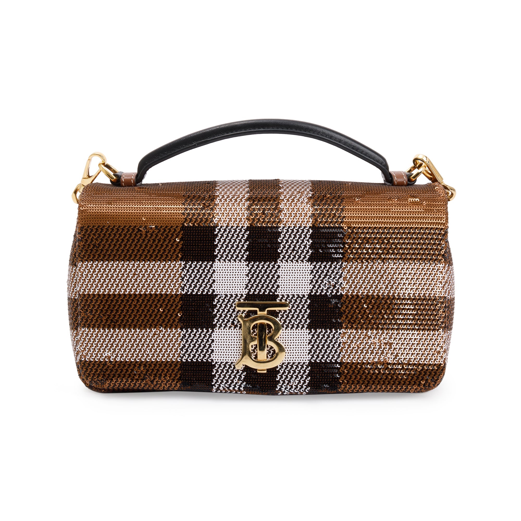 Burberry Brown Sequin Check Small Lola TB Shoulder Bag