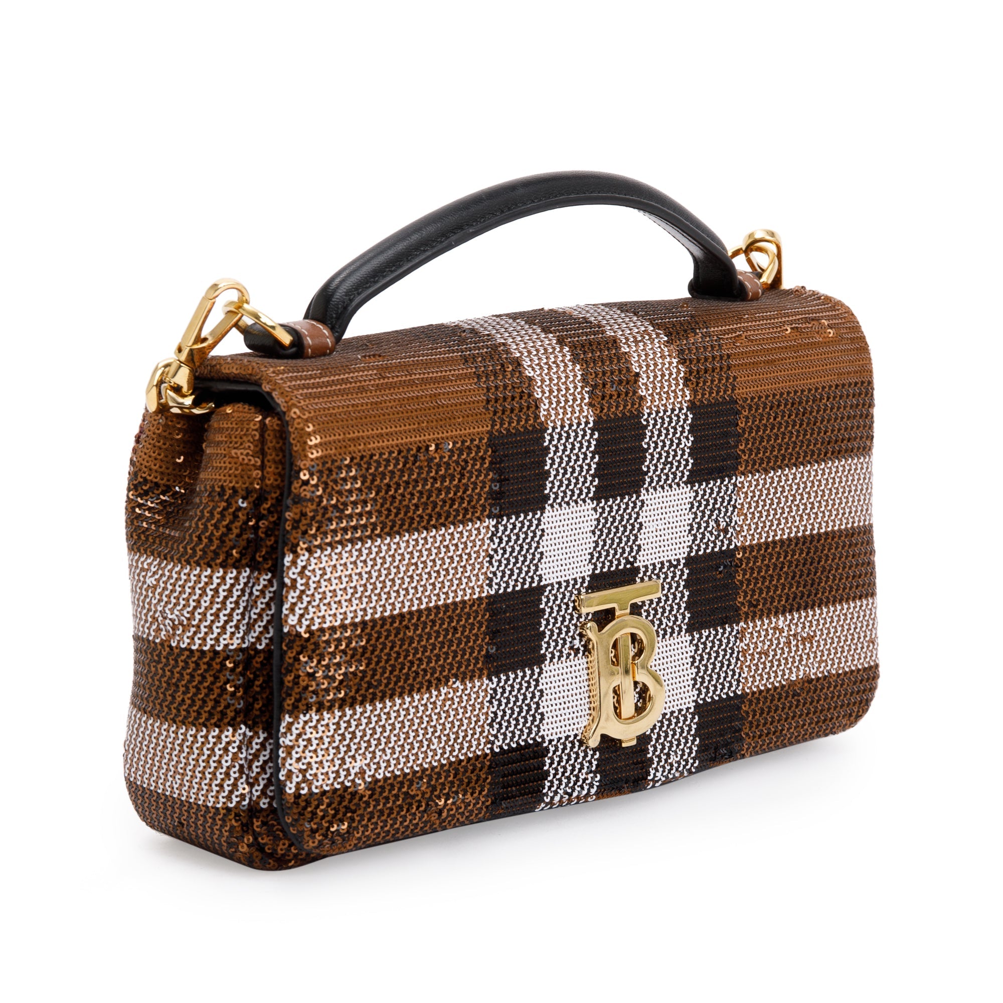 Burberry Brown Sequin Check Small Lola TB Shoulder Bag