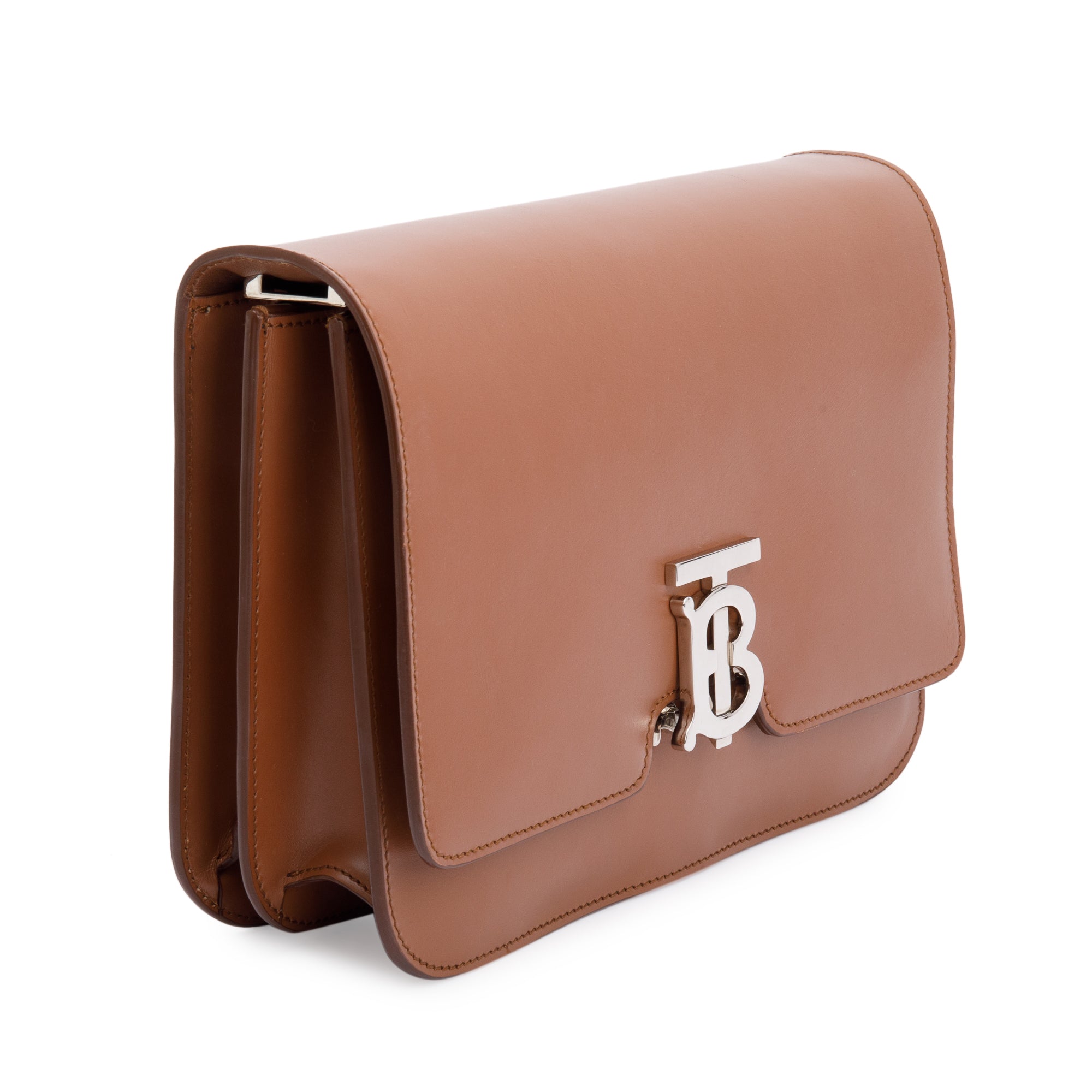 Burberry Brown Smooth Calfskin Leather Medium TB Shoulder Bag