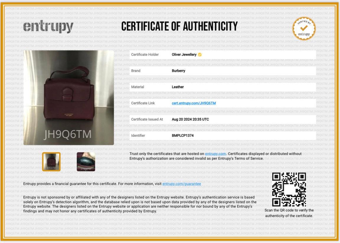 Burberry Burgundy Calfskin Small Camberley Bag w/ Strap