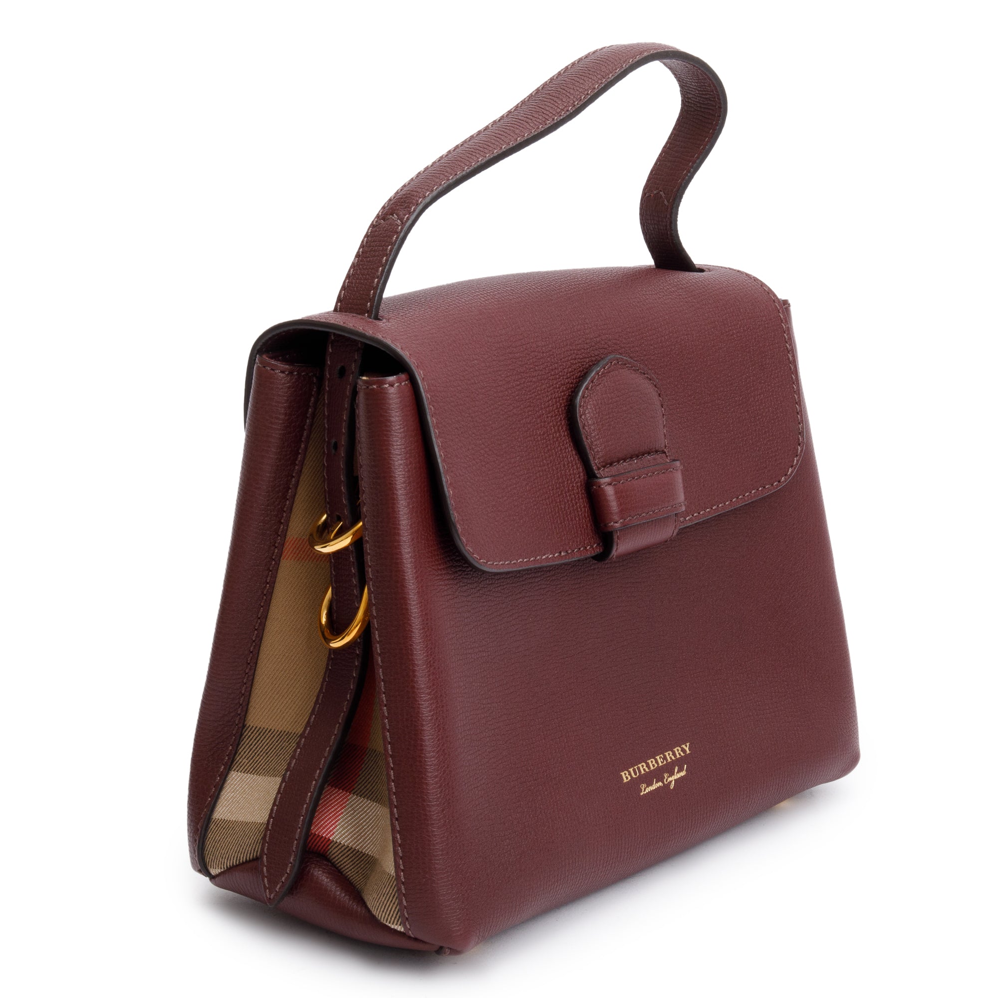 Burberry Burgundy Calfskin Small Camberley Bag w/ Strap