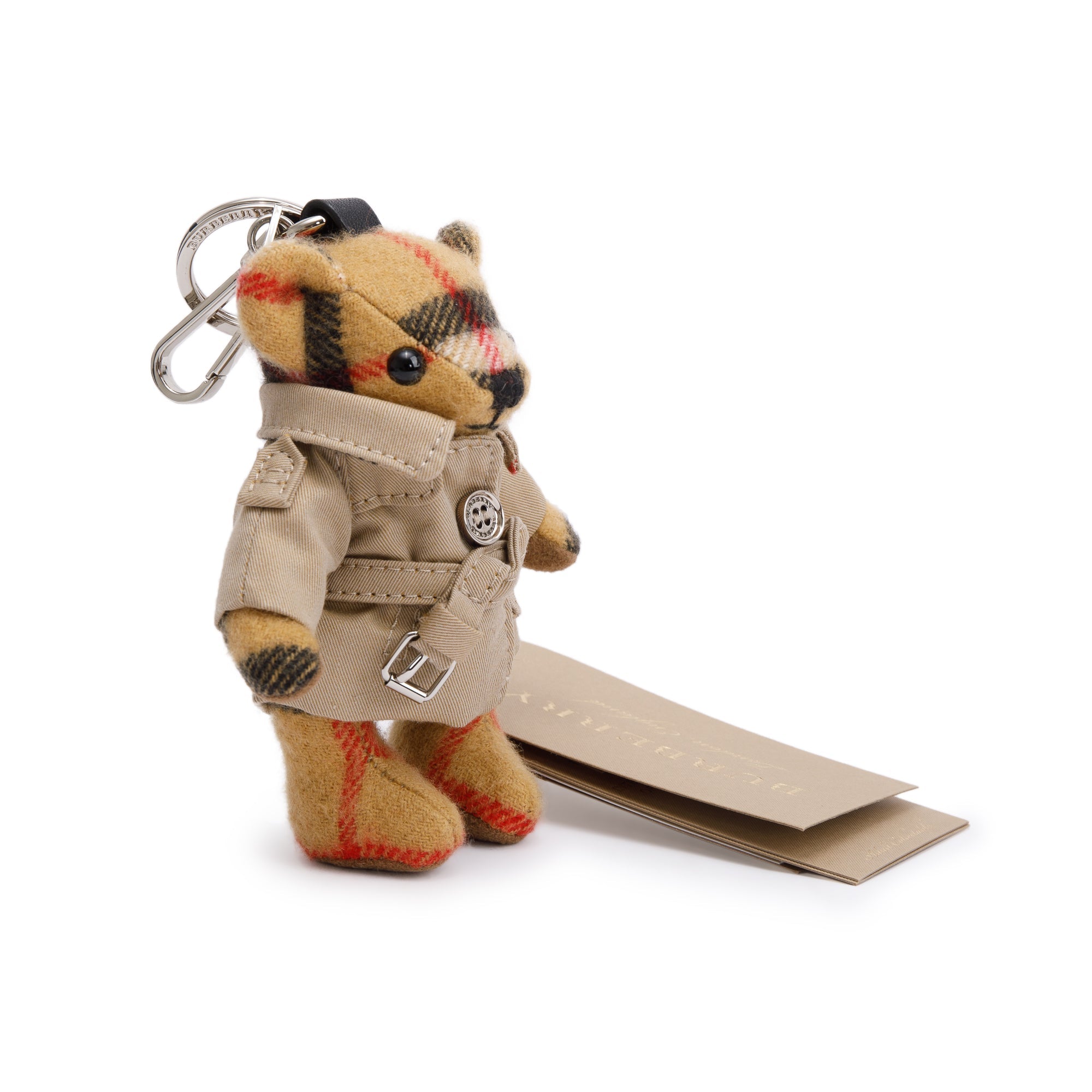 Burberry Cashmere Thomas Bear In Trench Coat Keychain w/ Box