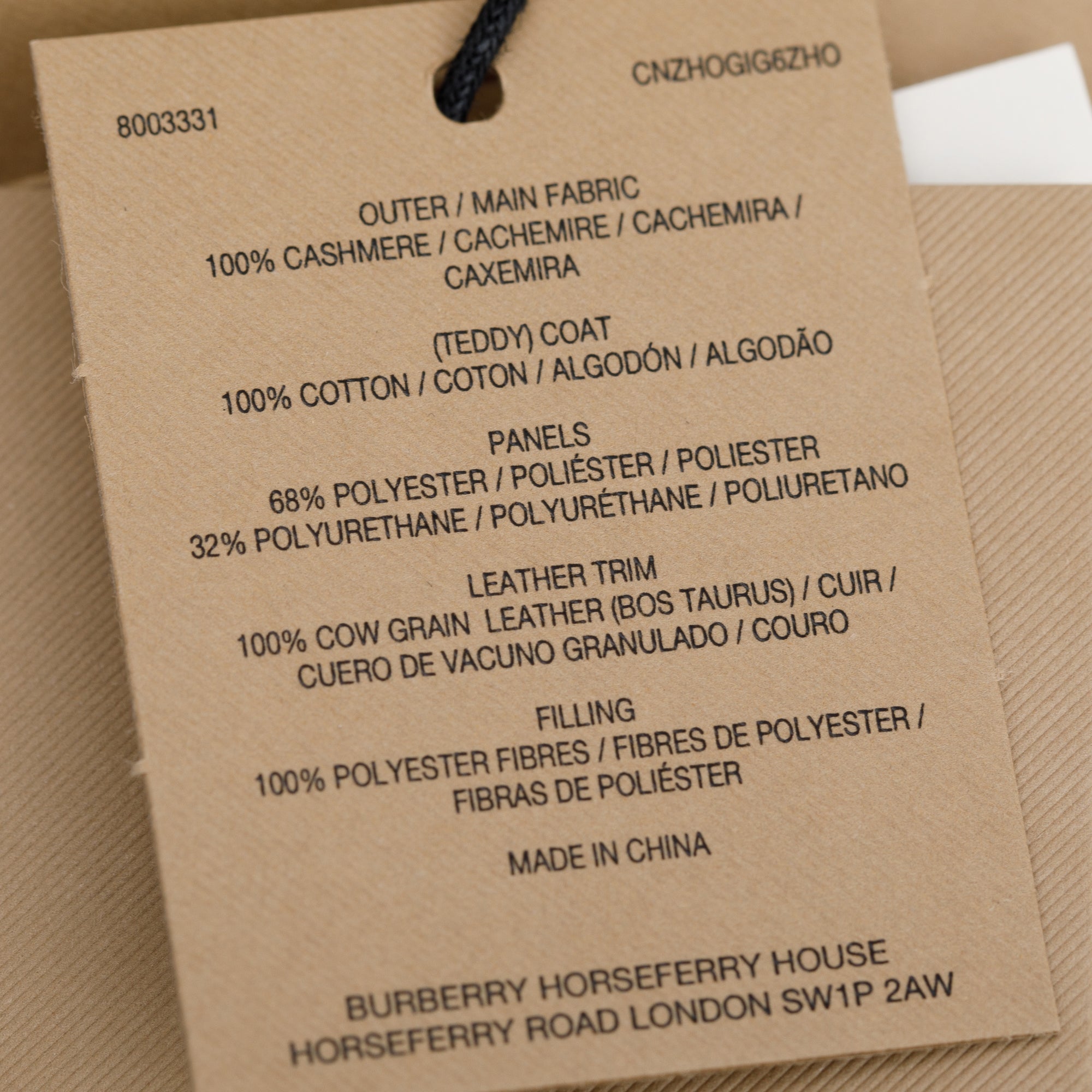 Burberry Cashmere Thomas Bear In Trench Coat Keychain w/ Box