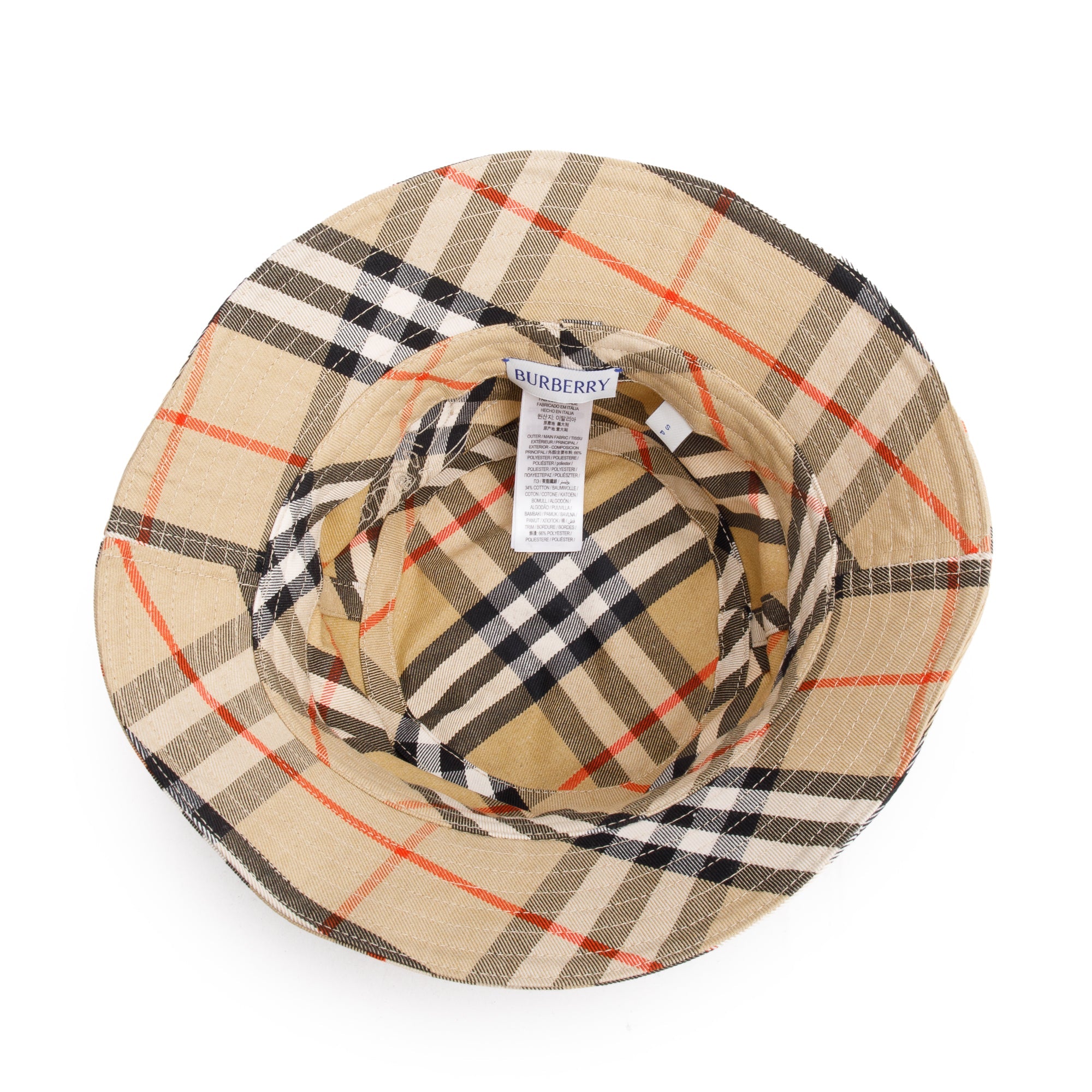 Burberry Check EKD Cotton Blend Bucket Hat, Size S