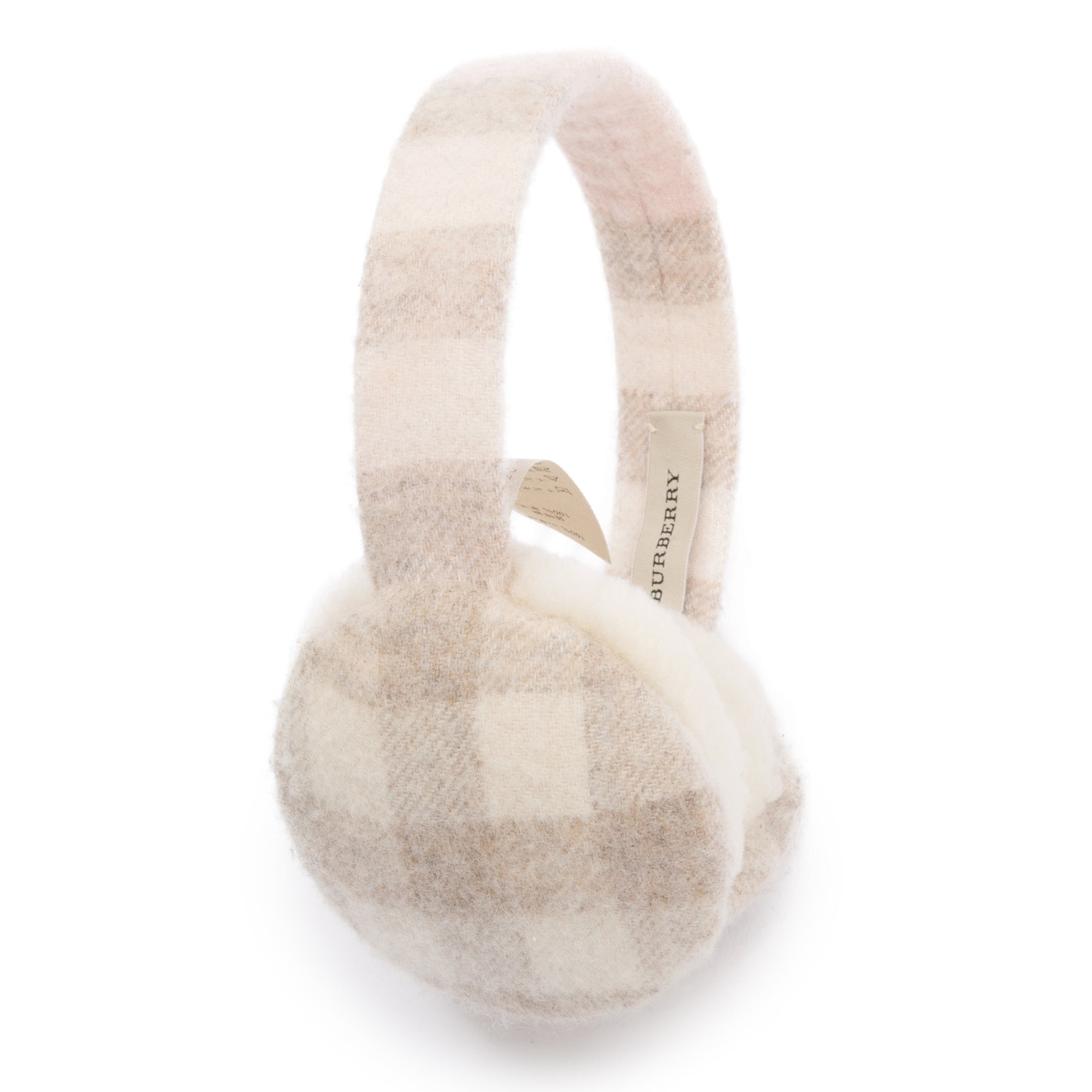 Burberry Creme/Pink Cashmere Nova Check Earmuffs