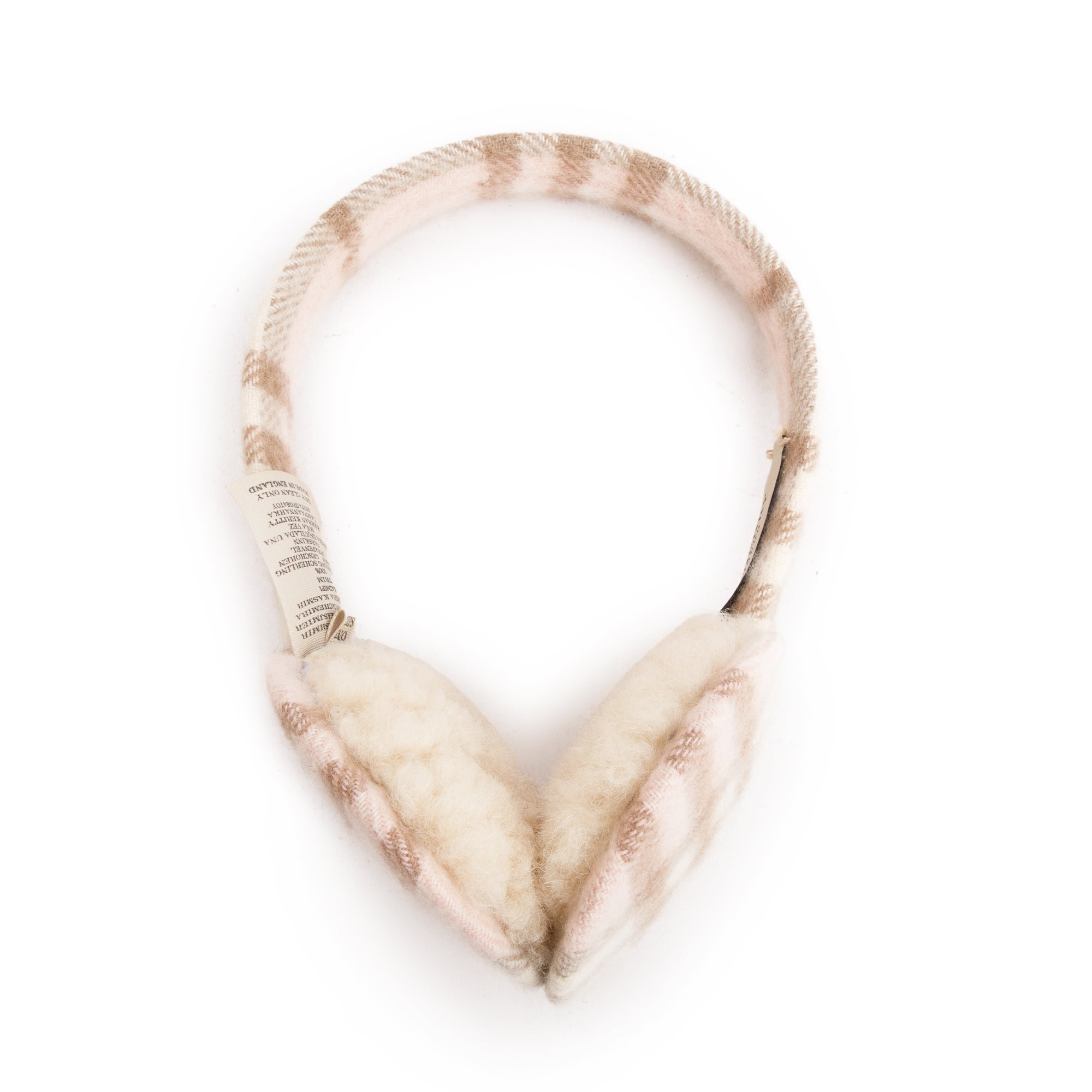 Burberry Creme/Pink Cashmere Nova Check Earmuffs