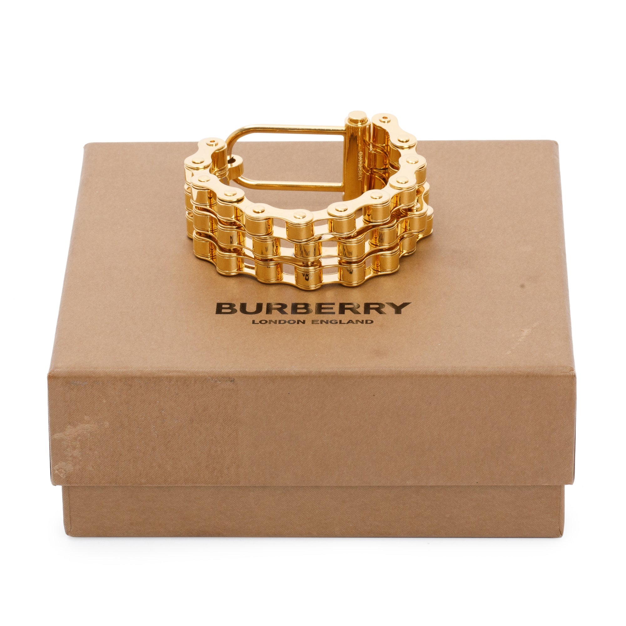 Burberry Gold-Plated Metal Triple Bicycle Chain Bracelet w/ Box