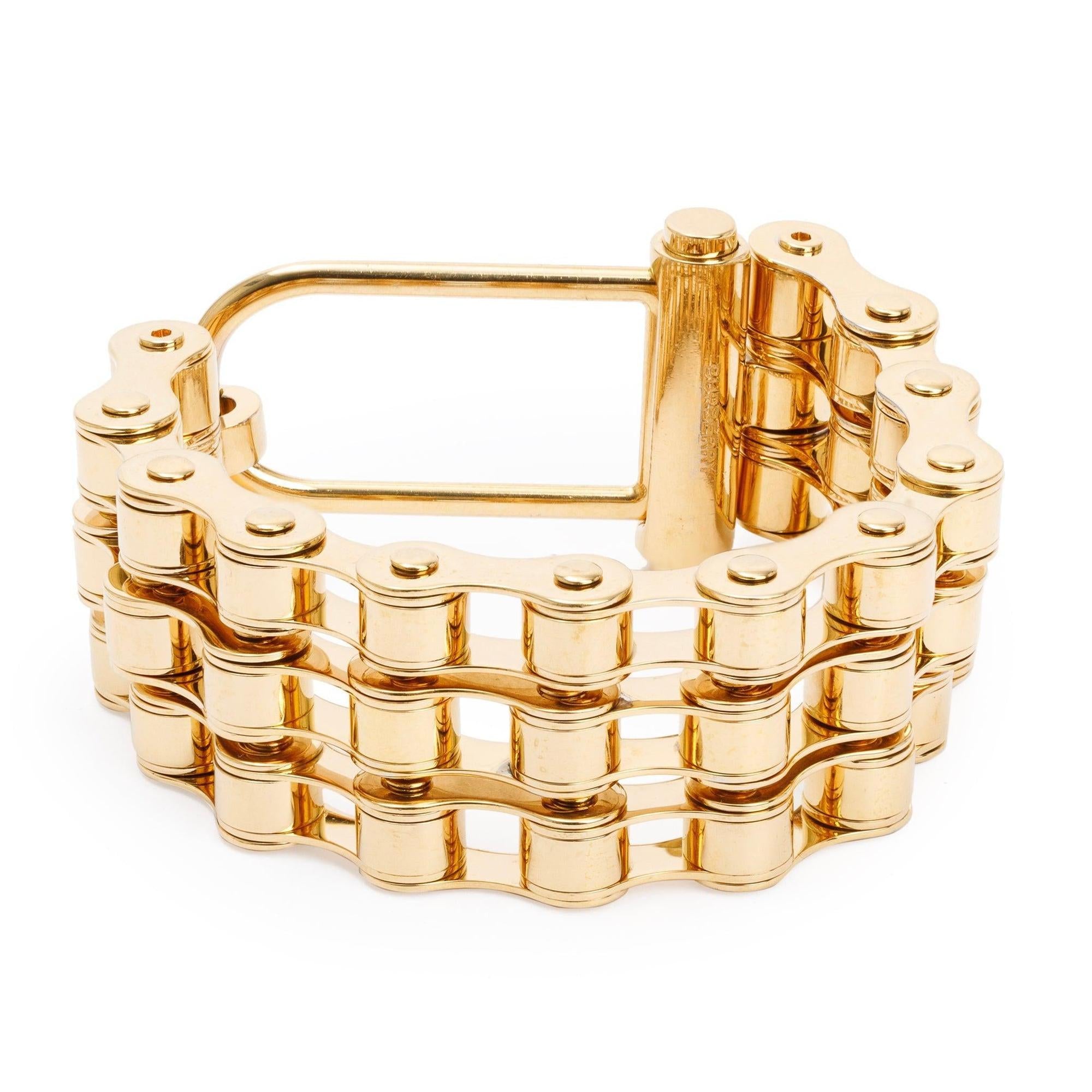 Burberry Gold-Plated Metal Triple Bicycle Chain Bracelet w/ Box