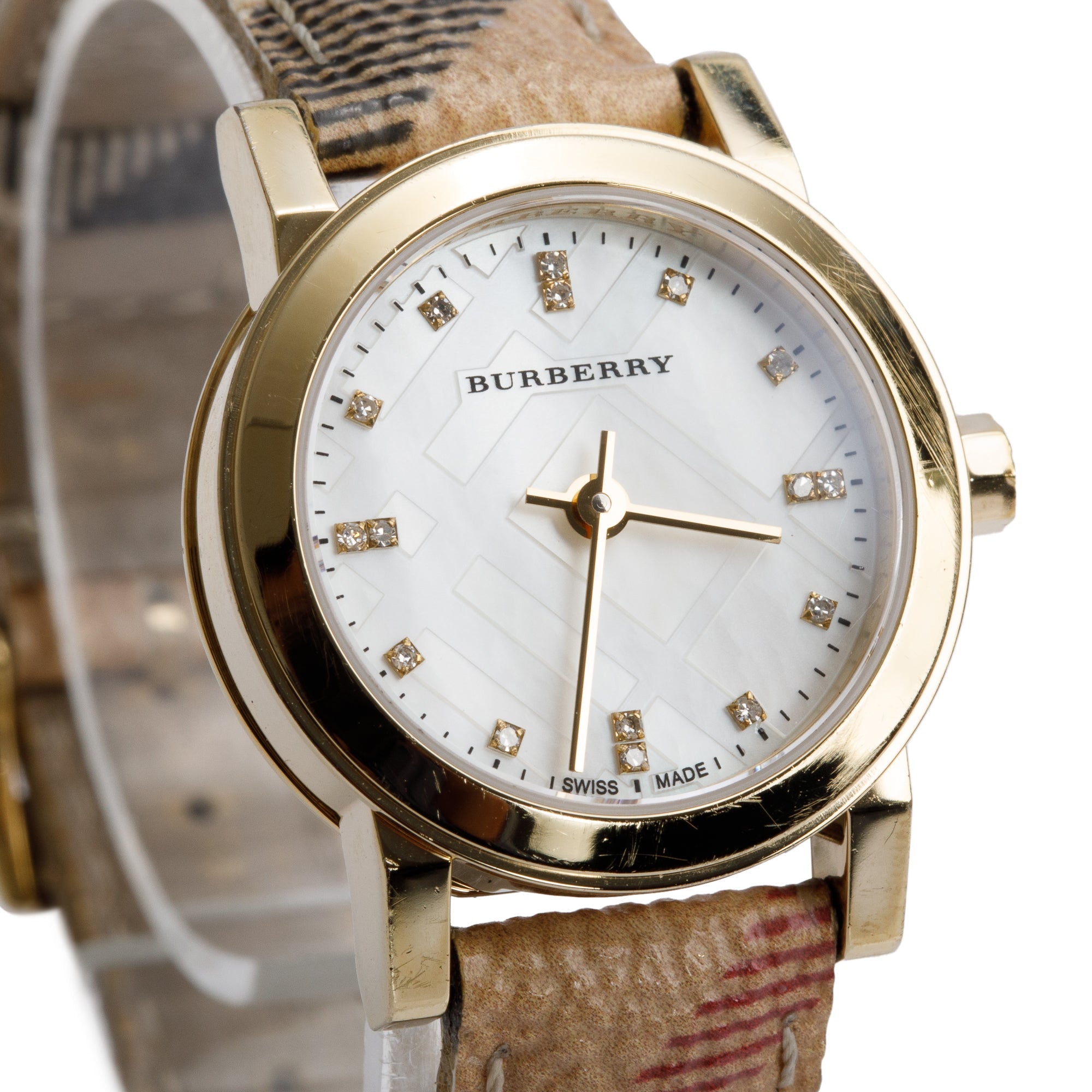 Burberry Gold-Plated Stainless Steel The City 26 MM Nova Check Watch BU9226