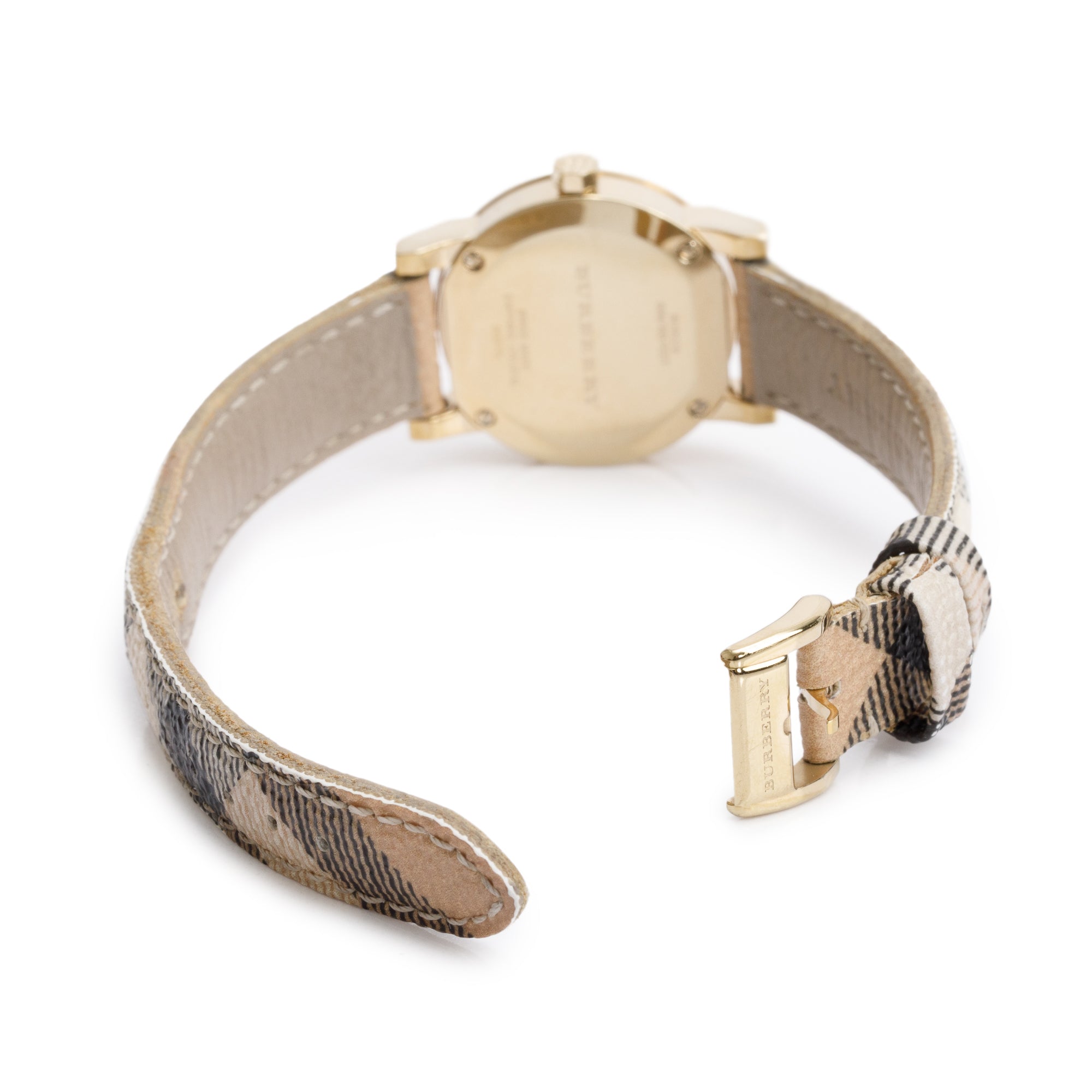 Burberry Gold-Plated Stainless Steel The City 26 MM Nova Check Watch BU9226