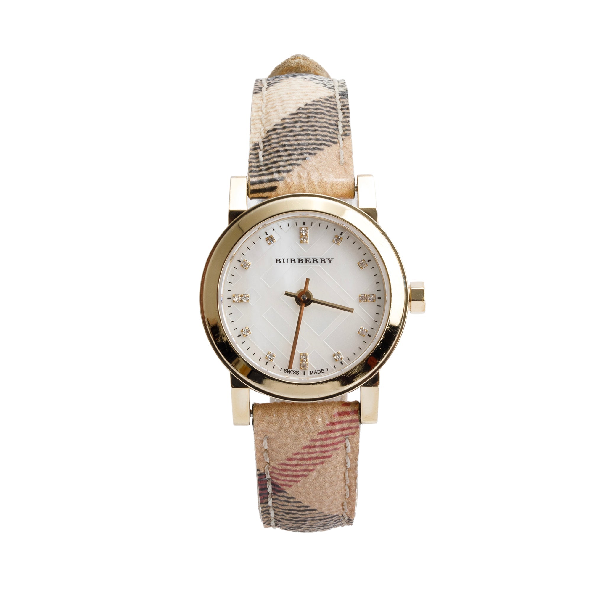 Burberry Gold-Plated Stainless Steel The City 26 MM Nova Check Watch BU9226