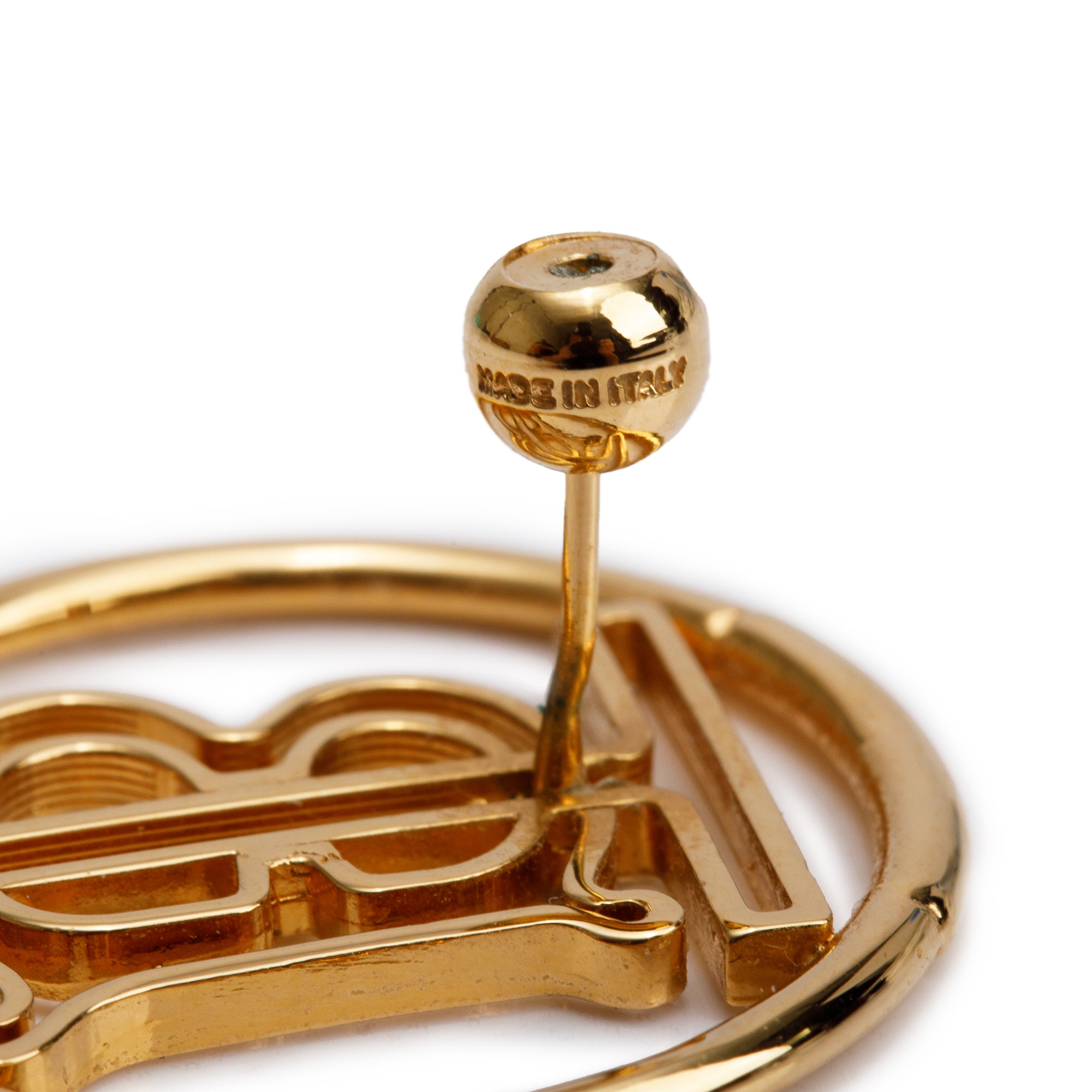 Burberry Gold-Plated TB Monogram Round Earrings w/ Box