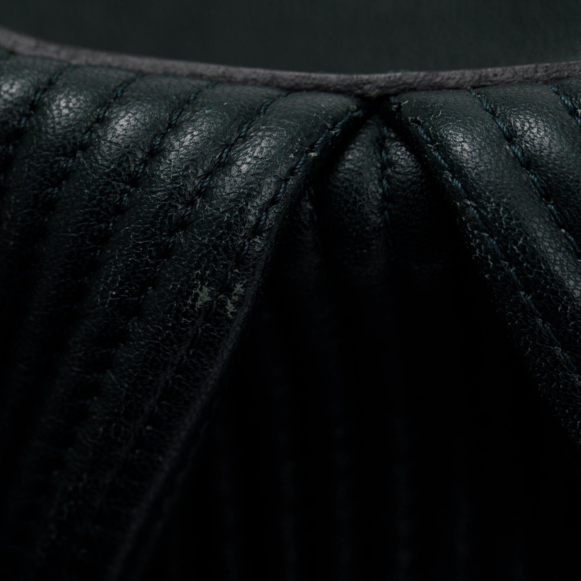 Burberry Green Pleated Stitched Leather Rosaville Bowling Bag