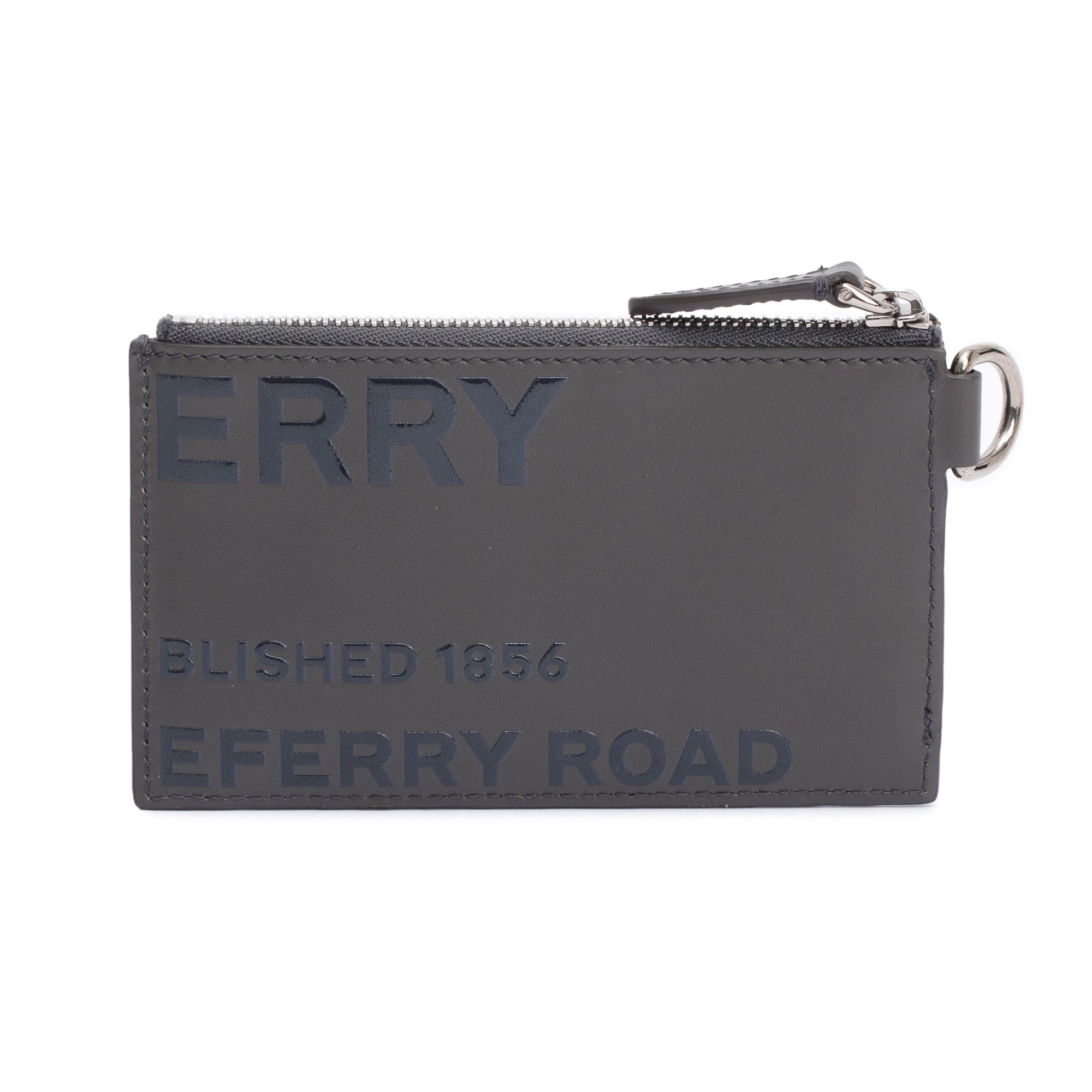 Burberry Grey Calfskin Leather Logo Alwyn Lanyard Card Case w/ Strap