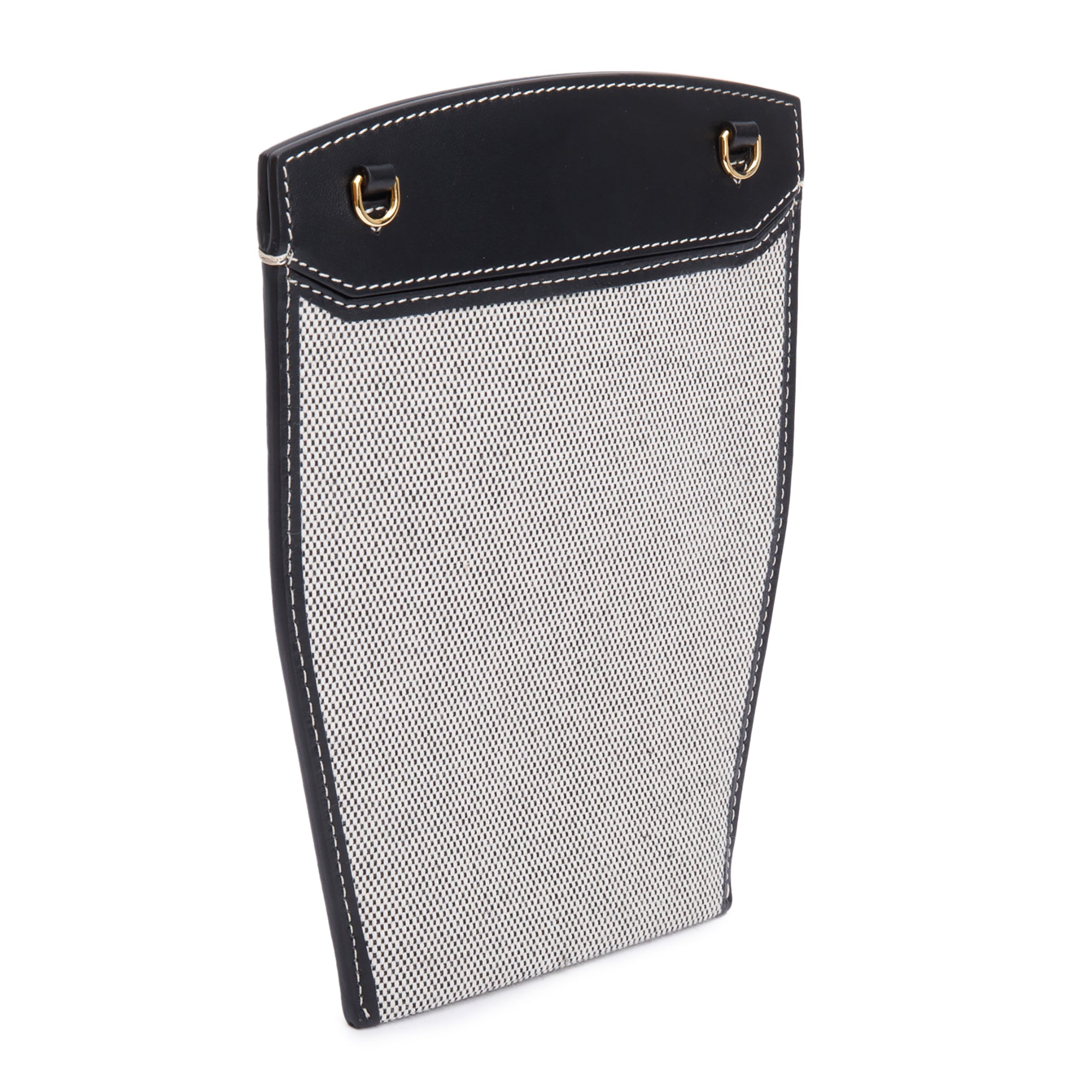 Burberry Grey Canvas Black Leather Mini Society Phone Holder Crossbody