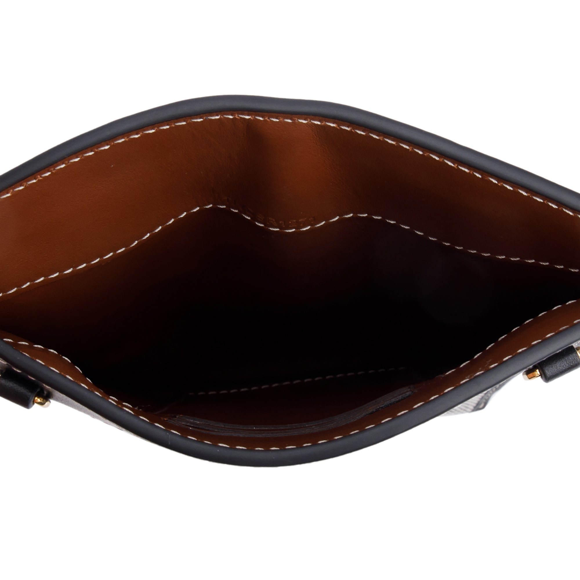 Burberry Grey Canvas Black Leather Mini Society Phone Holder Crossbody