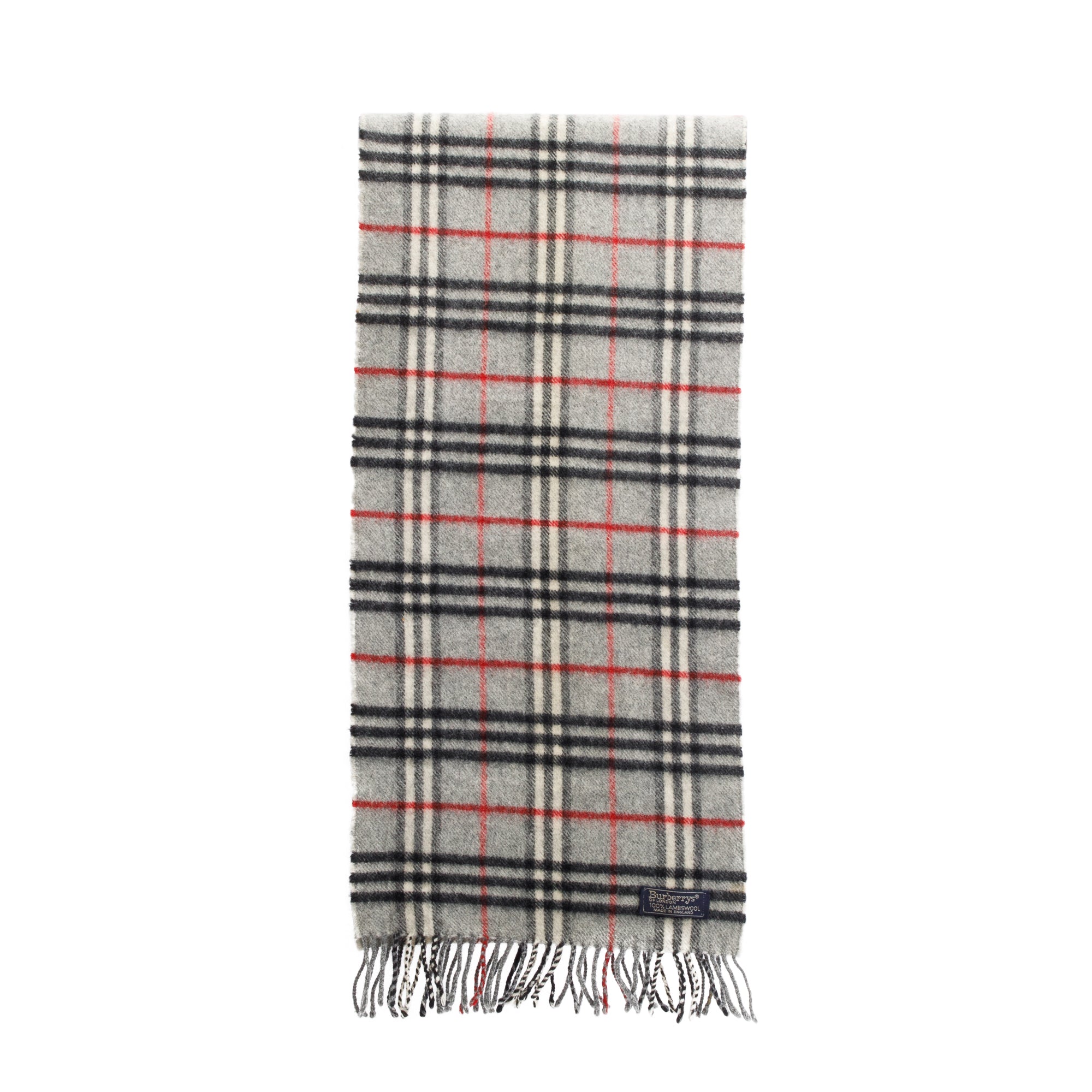 Burberry Grey Check Wool Scarf