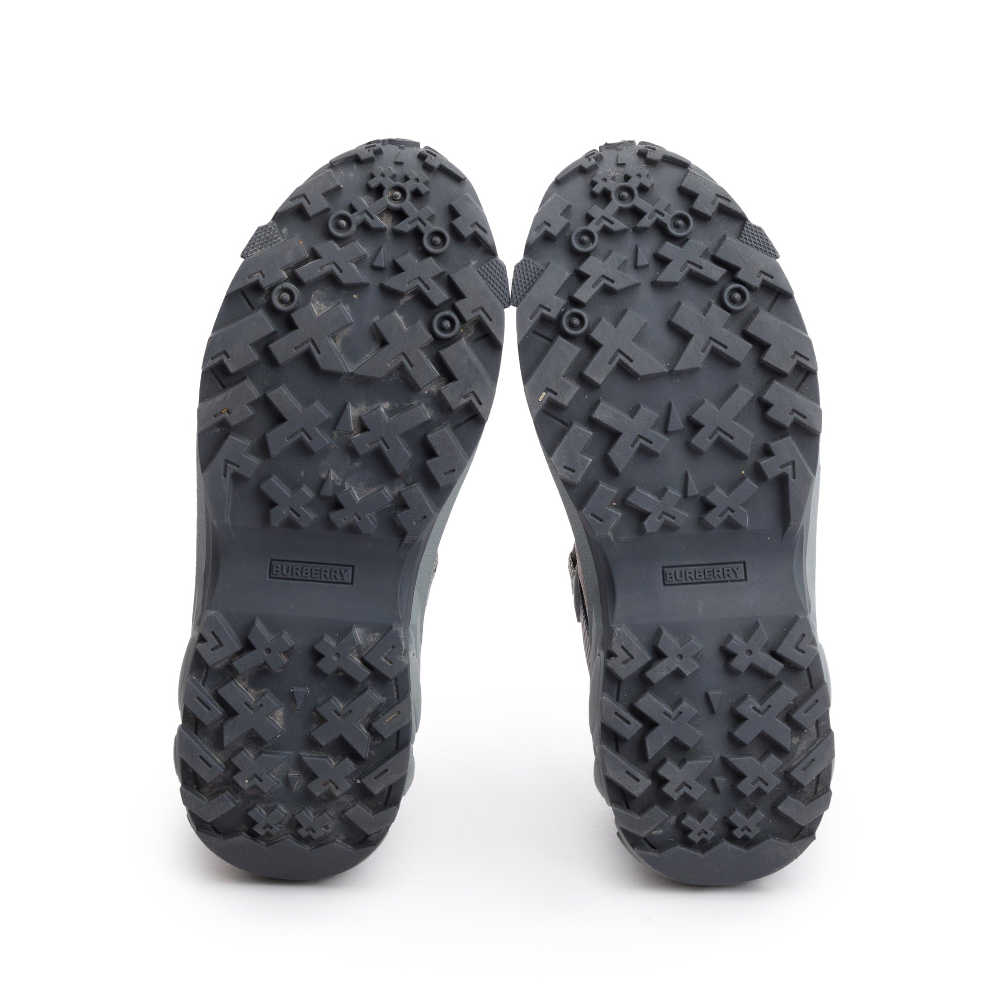 Burberry Grey Rubber House Check Canvas Arthur Sneakers, Size 39 w/ Box