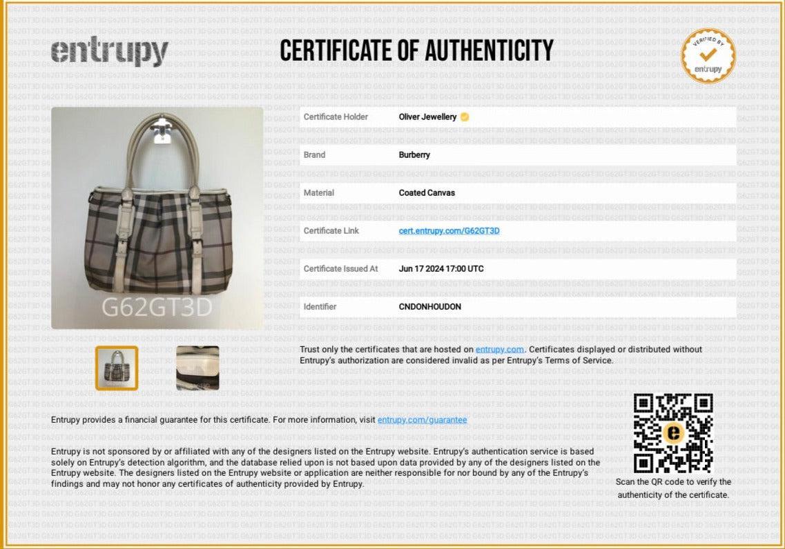 Burberry Grey Smoke Checked Medium Northfield Tote w/ Strap