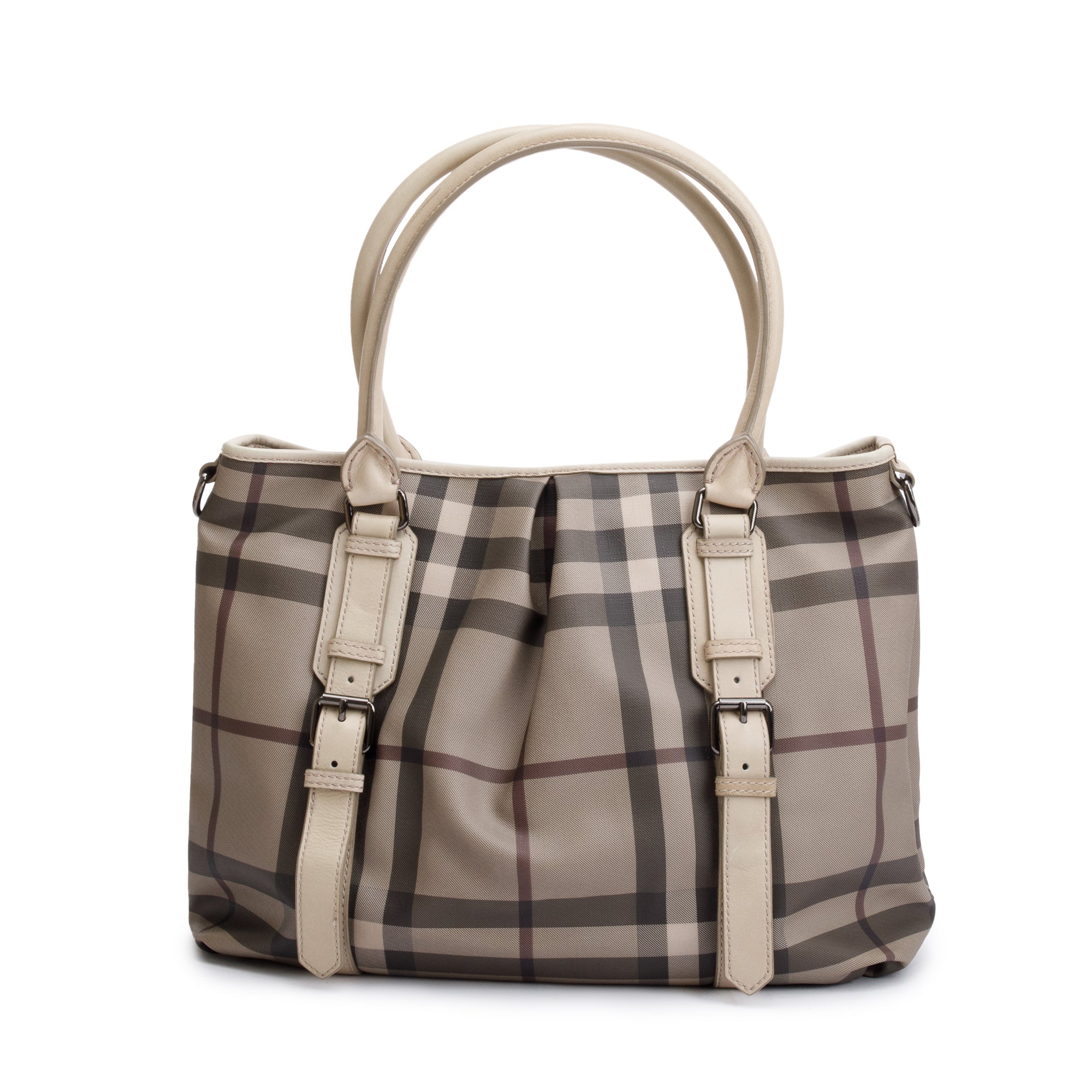 Burberry Grey Smoke Checked Medium Northfield Tote w/ Strap
