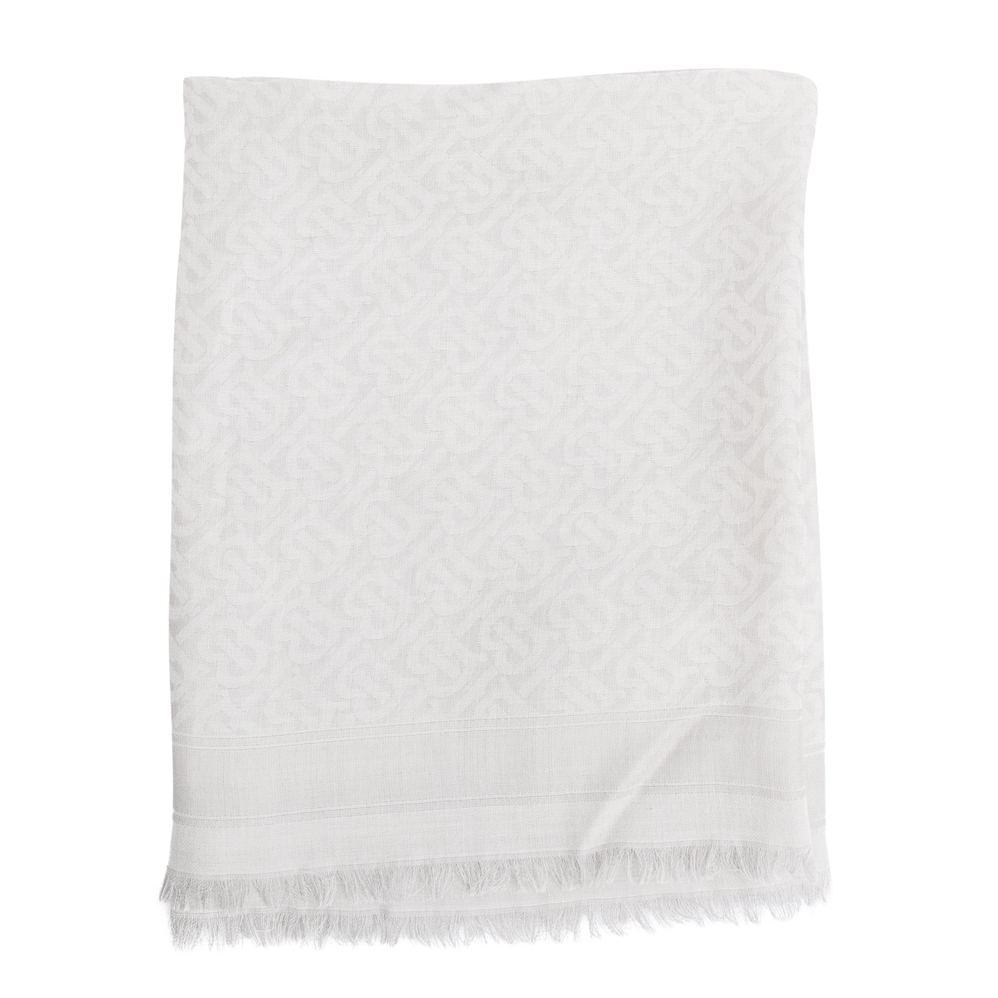 Burberry Grey TB Print Silk Wool Scarf