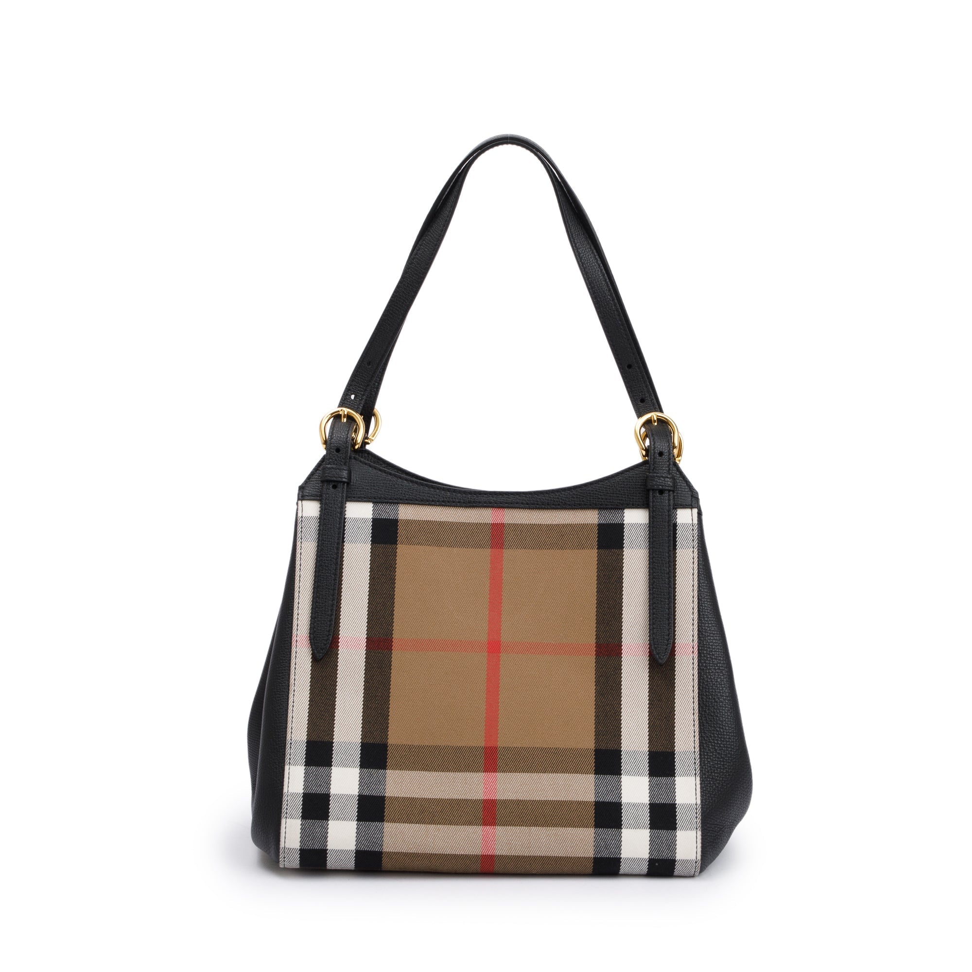 Burberry Haymarket Check Black Leather Canterbury Tote