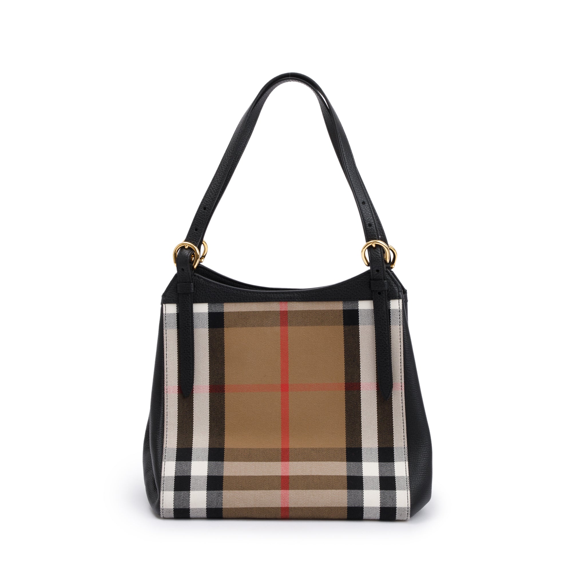 Burberry Haymarket Check Black Leather Canterbury Tote