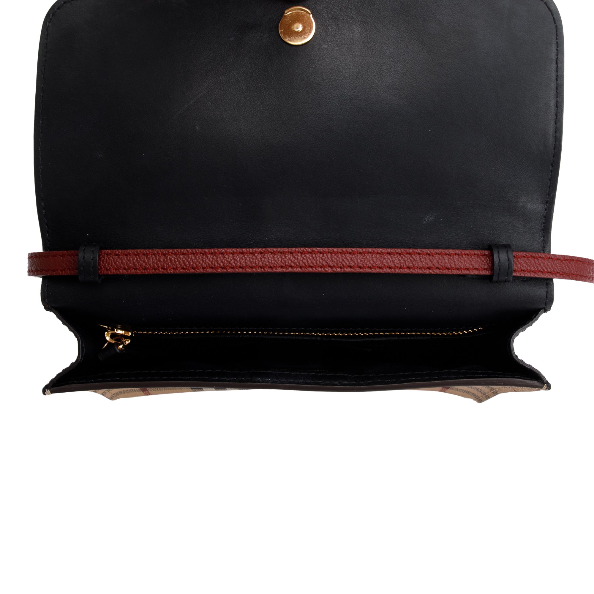 Burberry Haymarket Check Brown Leather Trimmed Small Loxley Crossbody Bag