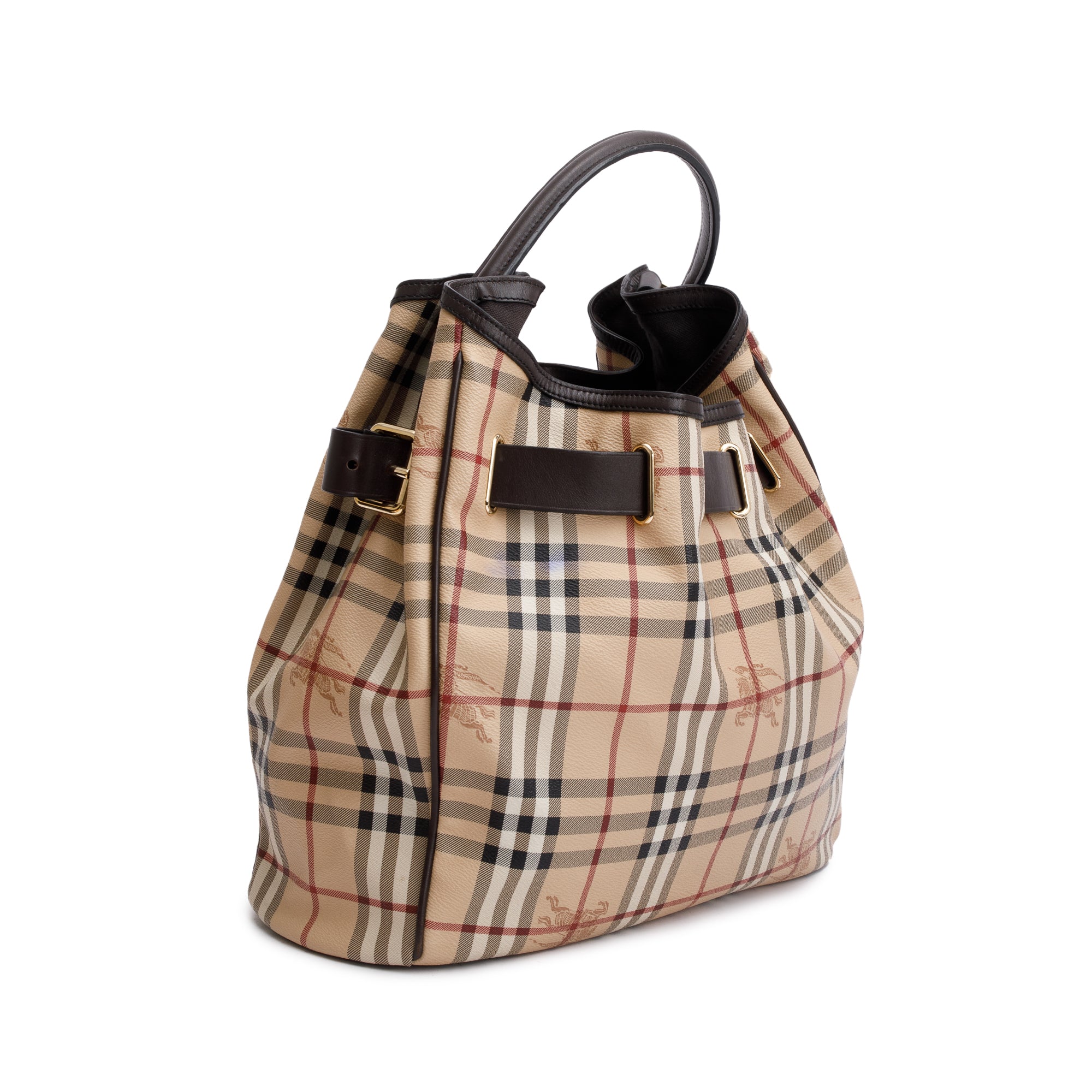 Burberry Haymarket Check Canvas Medium Walden Belted Hobo Bag